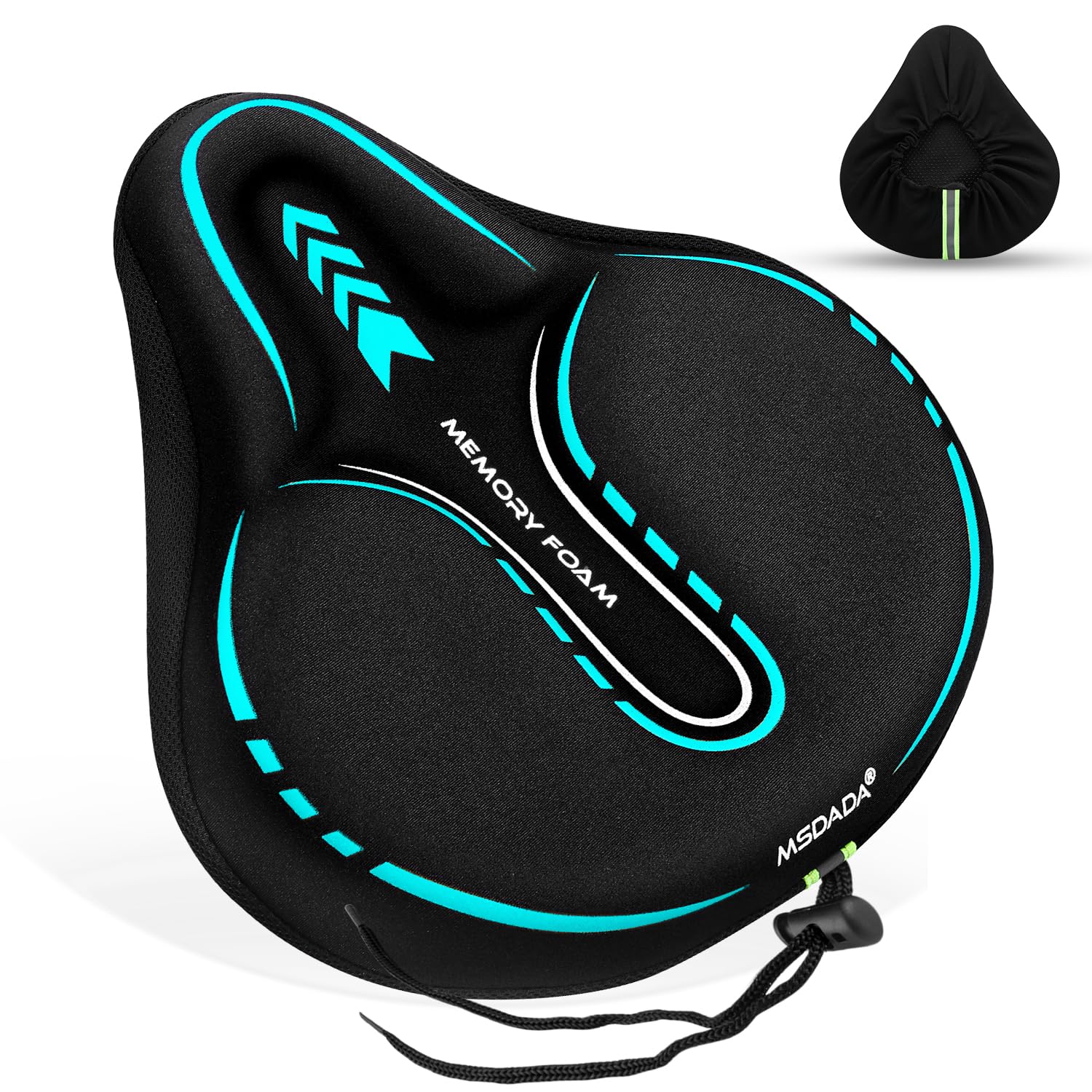 MSDADA Funda grande de gel acolchada para asiento de bicicleta, cojín suave para hombres y mujeres, cómodos accesorios de bicicleta para ciclismo en interiores y exteriores (cian)