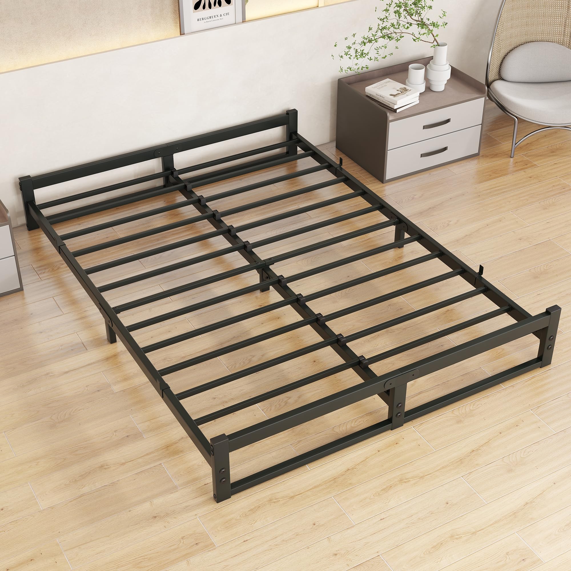 I*E様 Breed Bed Works 1/6 Summer time gir ZGEHCO Queen Bed Frame No Box Spring Need, 6 Inch Low Profile Bed