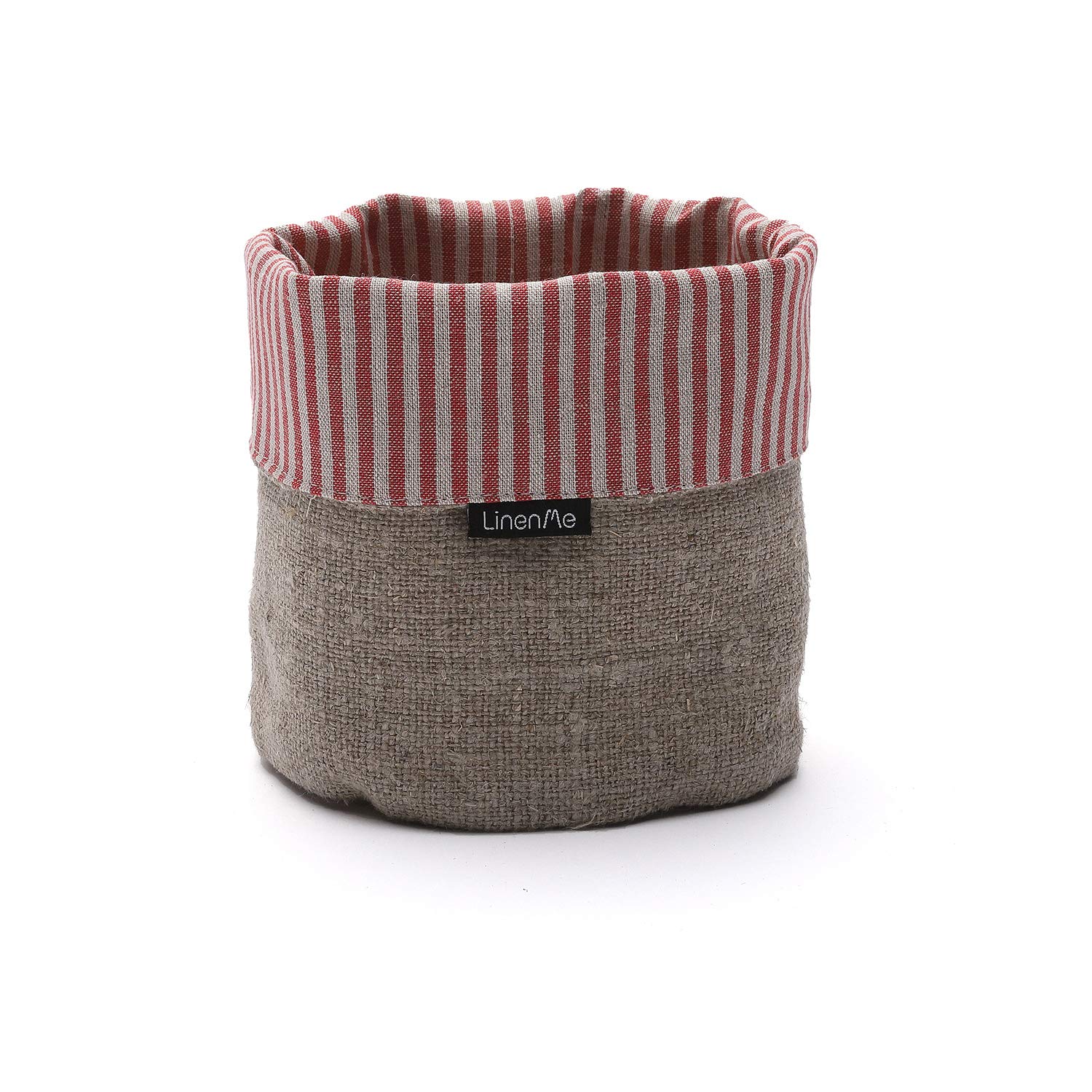 Panier Jazz en lin et coton naturel LinenMe panier rangement tissu rayures