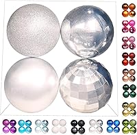 Vista 46 de Emopeak 24 bolas decorativas para árbol de Navidad, 4 estilos inastillables, decoración de árbol de Navidad, esferas colgantes para decoración