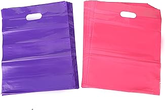 Kivvo 200 Merchandise Plastic Bags 12x15, Pink and Purple Cute Retail Shopping Bags with Die Cut Handle