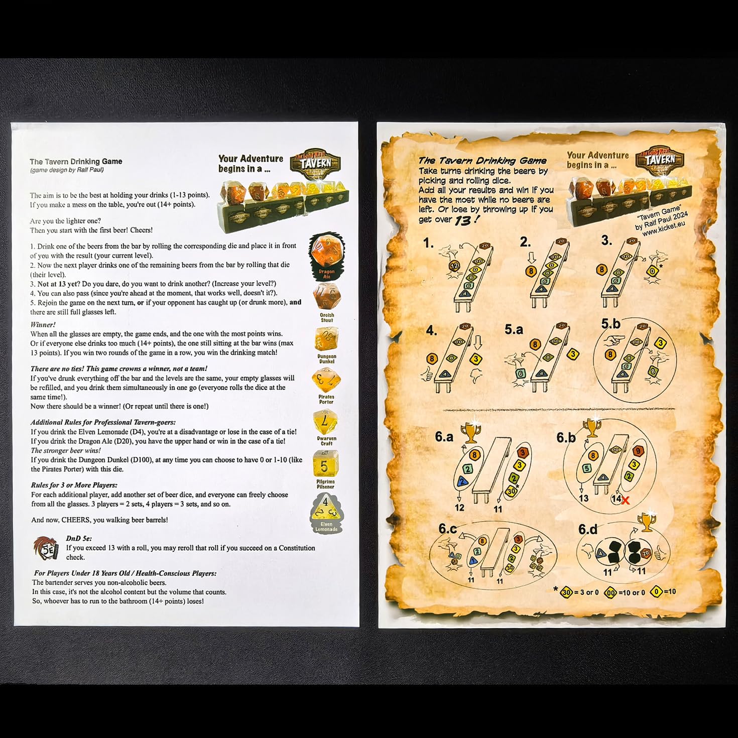 The Tavern Drinking Game, set di dadi poliedrici per birra, per giochi di birra o PRG (28 pezzi set di birra originale)