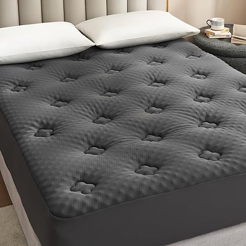 Miniatura 1 de Hansleep Cubrecolchón de espuma viscoelástica tamaño matrimonial, cubrecolchón refrescante tamaño matrimonial con bolsillo profundo, funda de