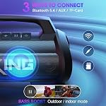 W-KING Haut-parleur Bluetooth Loud, 120W Haut-parleur portable Bluetooth Wireless Party Boombox avec 2* Subwoofer/70W Basse profonde, lumières/IPX6/42H/DSP/EQ/BT5.4/USB/TF/AUX, 110dB Haut Parleur Stereo Sound