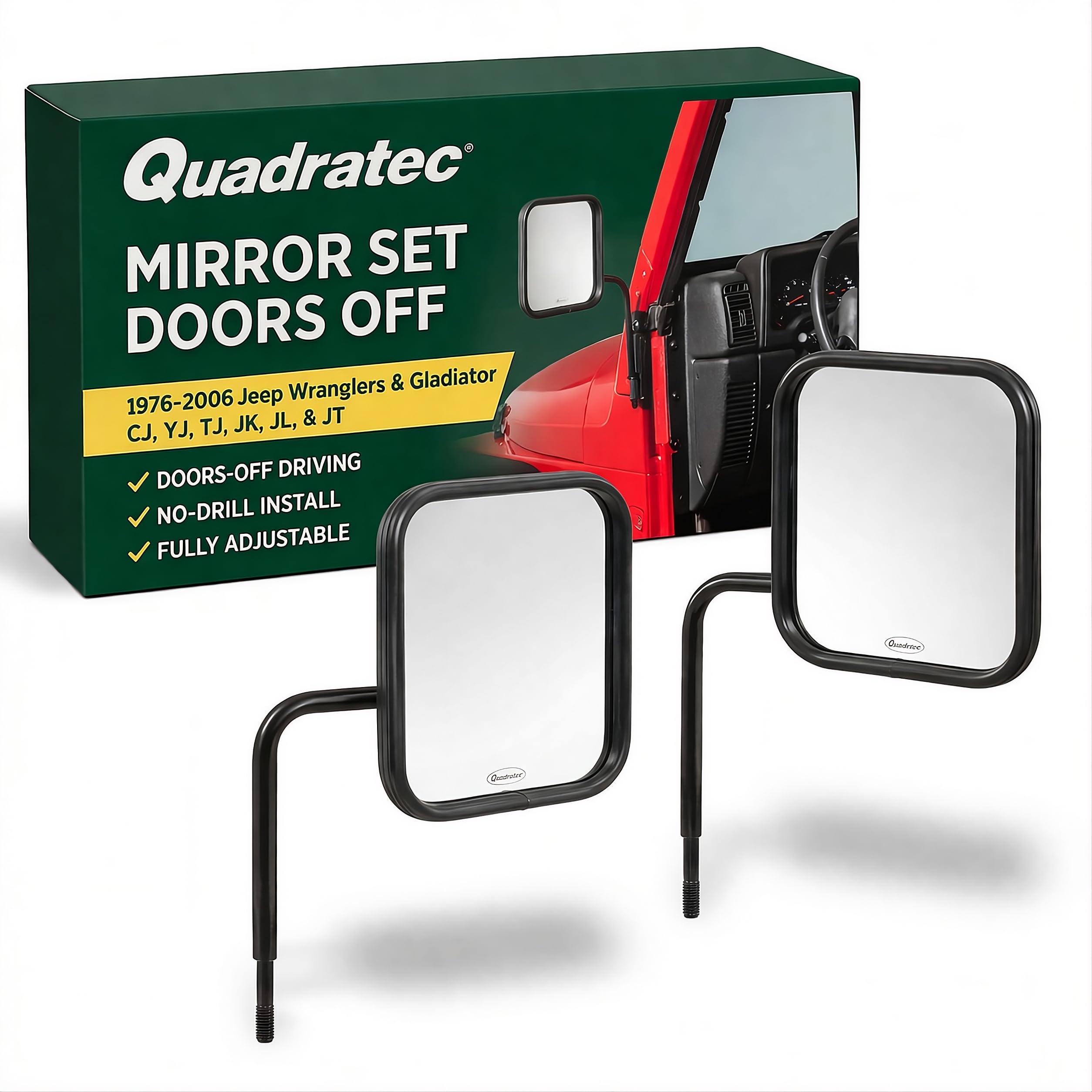 Amazon.com: Quadratec Adventure Doorless Mirrors with Square Head
