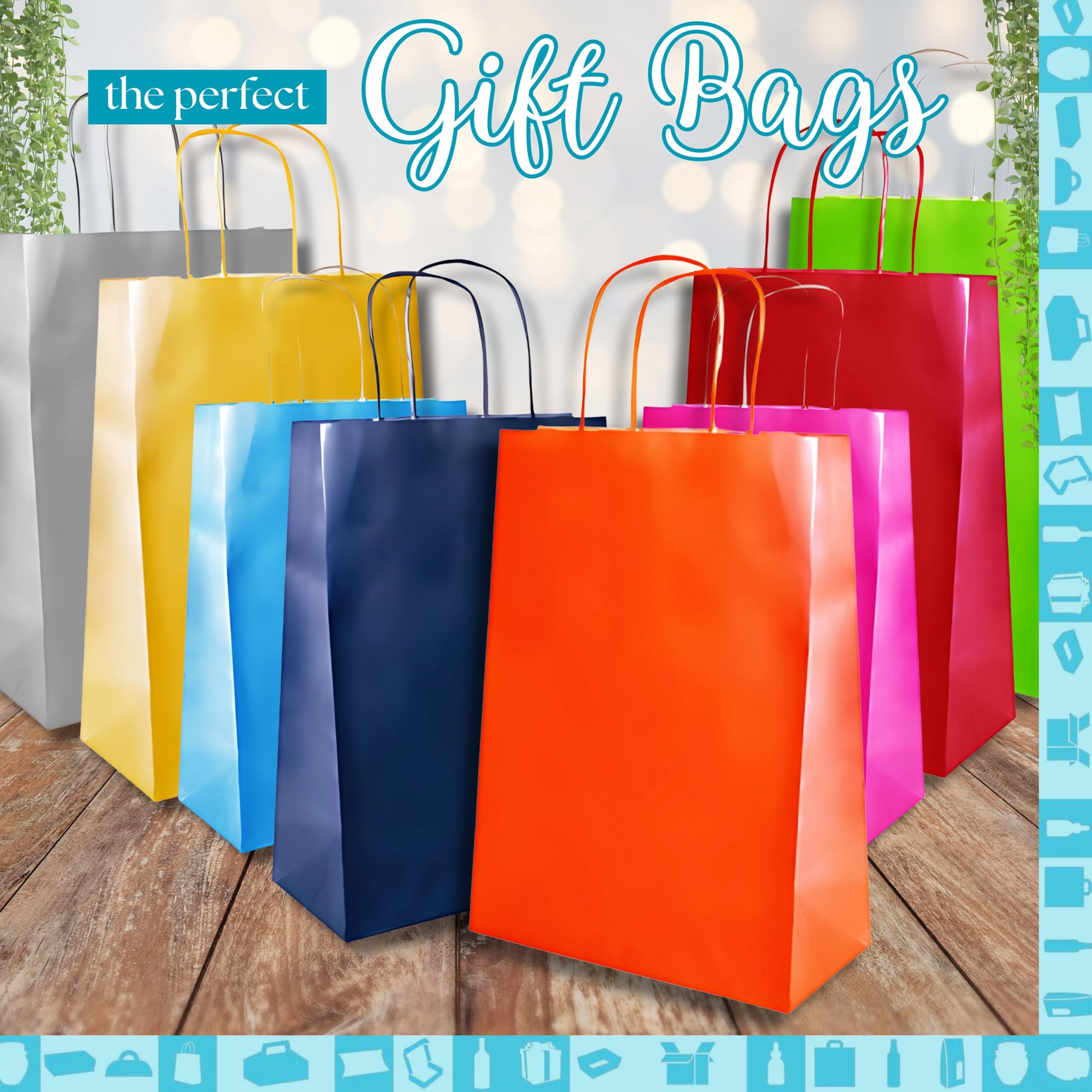 50 bolsas de regalo de papel kraft azul oscuro 32 x 12 x 42 cm – bolsa de regalo con asas retorcidas, ideal para envolver regalos, celebraciones, Navidad, boda, fiesta