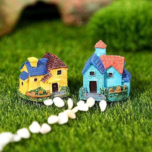 Miniatura 7 de TINKSKY 4 piezas de casa de muñecas en miniatura, bonsái, manualidades, jardín, resina, paisaje, bricolaje, decoración de villa, regalo de