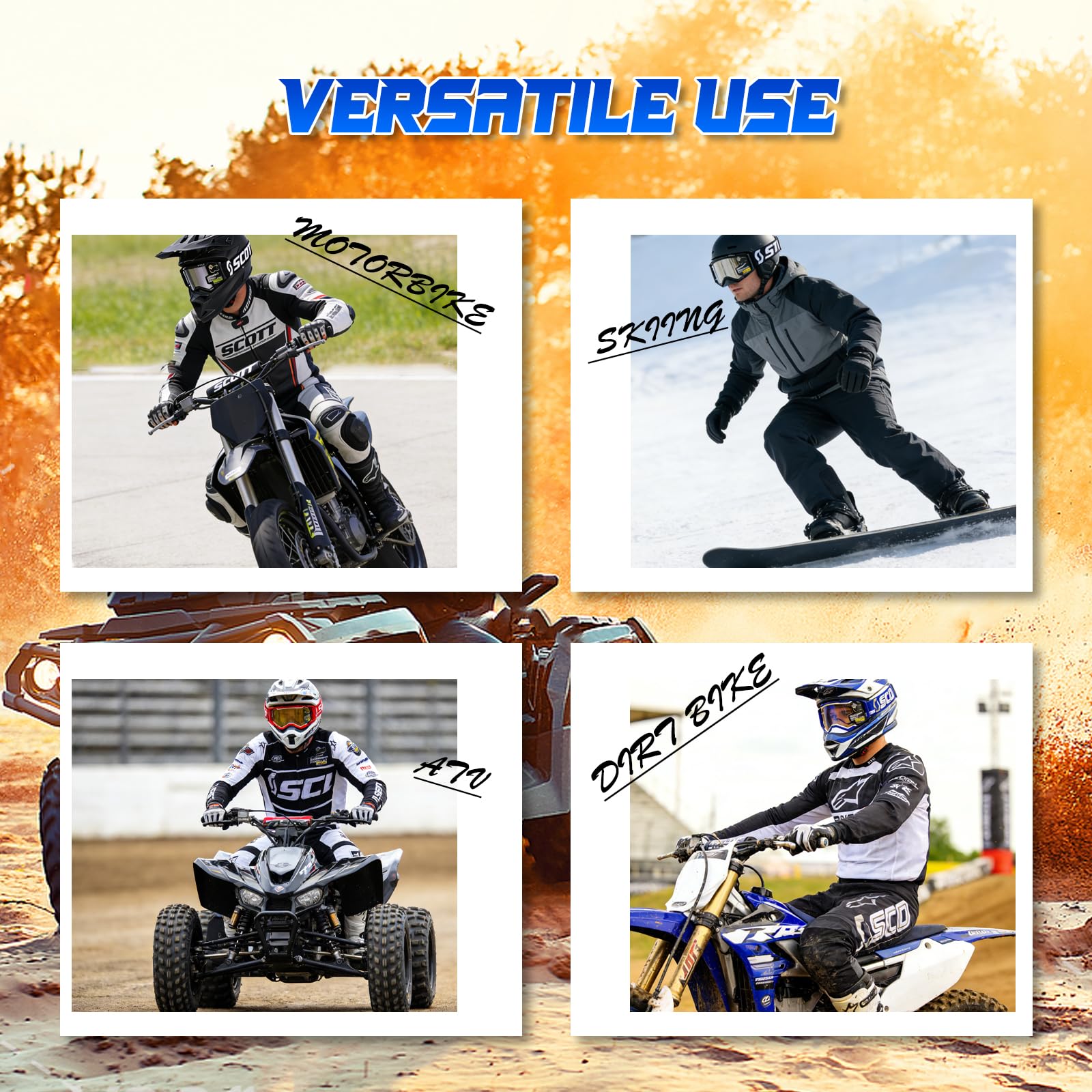 Lunette Moto Cross,Masque Moto avec Protection Nasale et Doublure en Éponge à Trois Couches,Lunettes de Moto Anti-buée avec Protection UV pour Cyclisme,Ski,Escalade