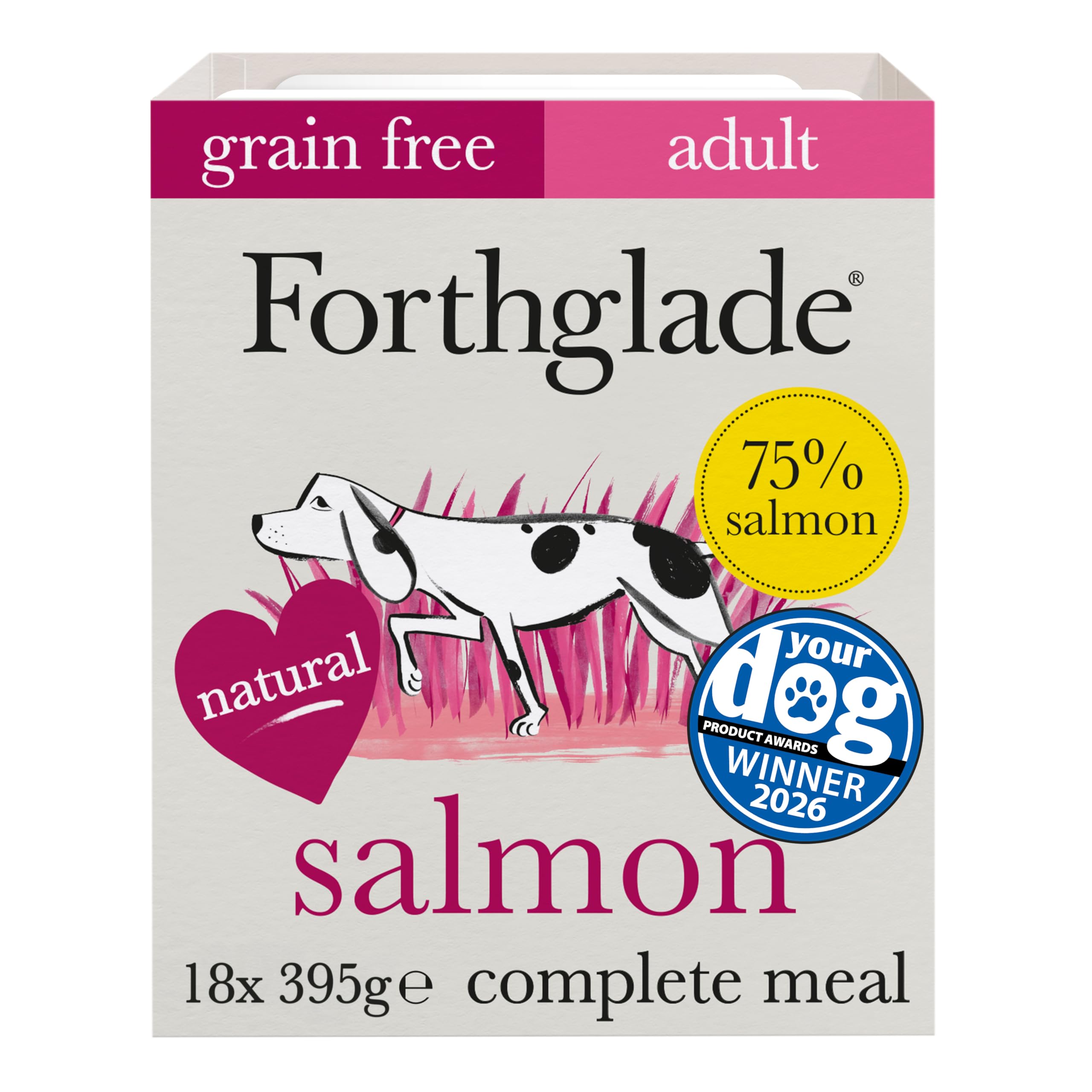 Wet Dog Food (18 x 395g Trays) - Grain Free & Hypoallergenic Dog Food, Adult 1 Year+, Salmon with Vegetables, Complete Stomach Sensitive Meals with Natural Ingredients