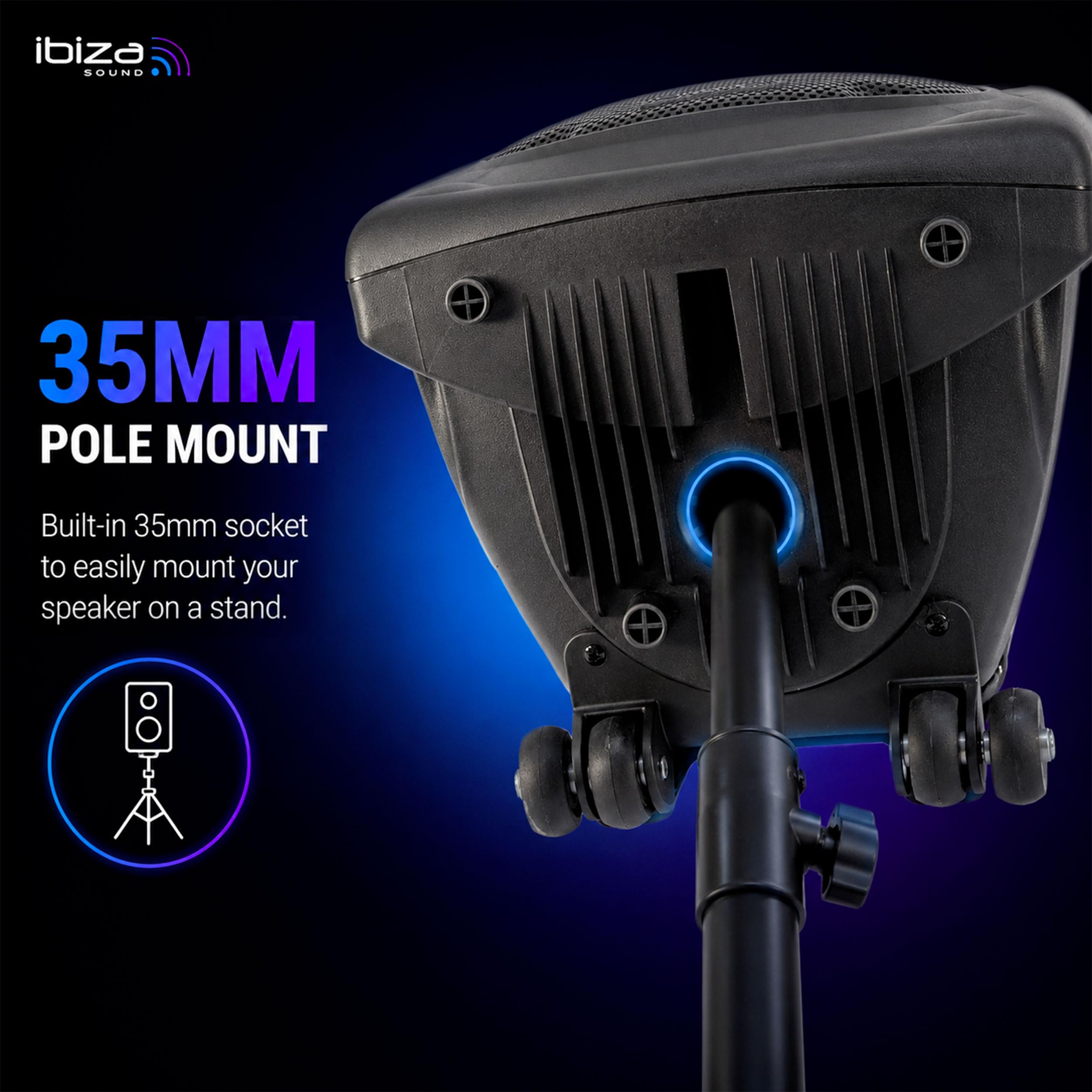 Ibiza PORT10VHF-BT Altoparlante PA Bluetooth 10" 25 cm 500 W 250 W RMS Karaoke 2 Microfoni VHF TWS USB SD Carrello
