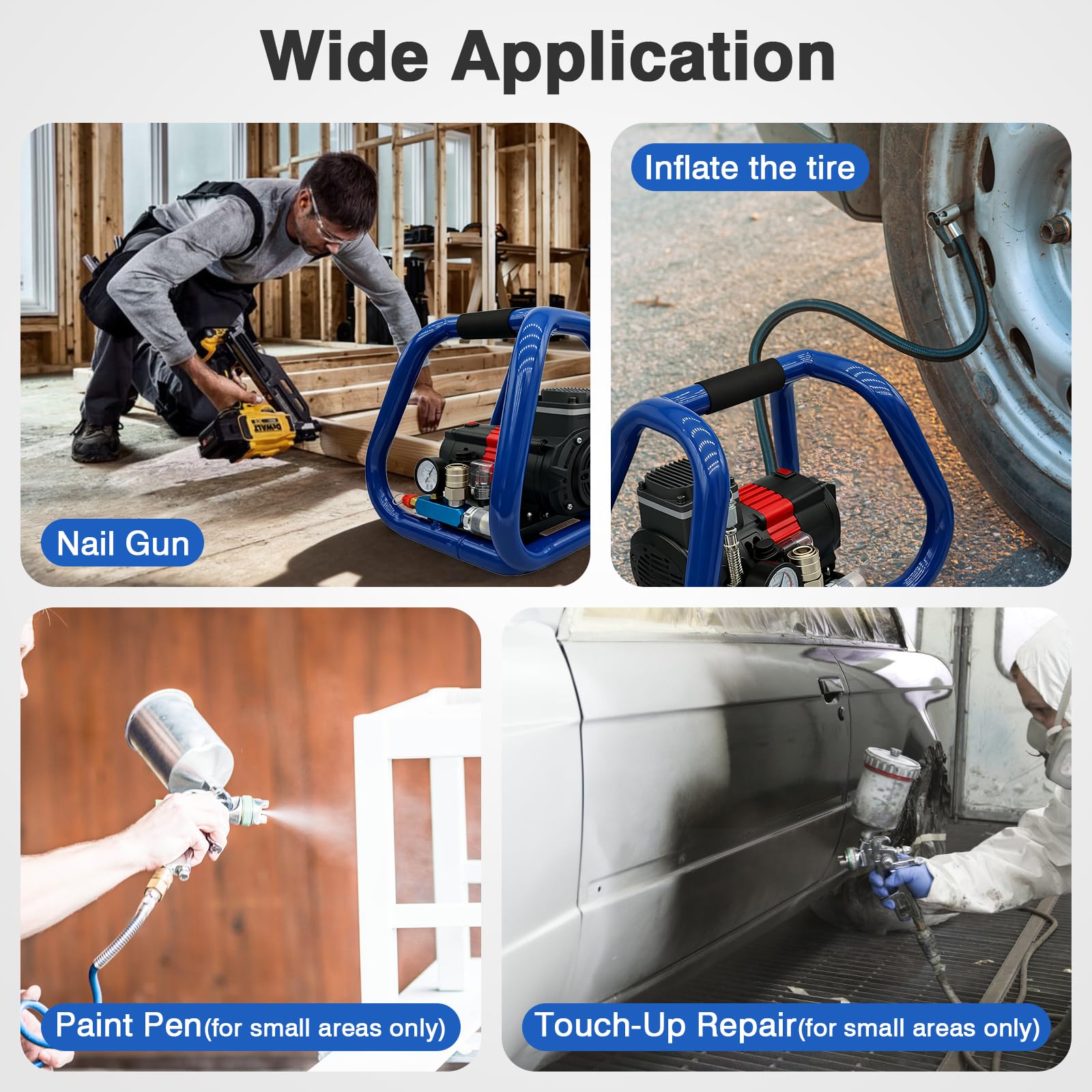 Compresseur d'air comprimé sans fil compatible avec batterie Makita 18 V, compresseur d'air portable silencieux, compresseur d'air sans huile, pression maximale 8 bar, capacité de bouteille de gaz de