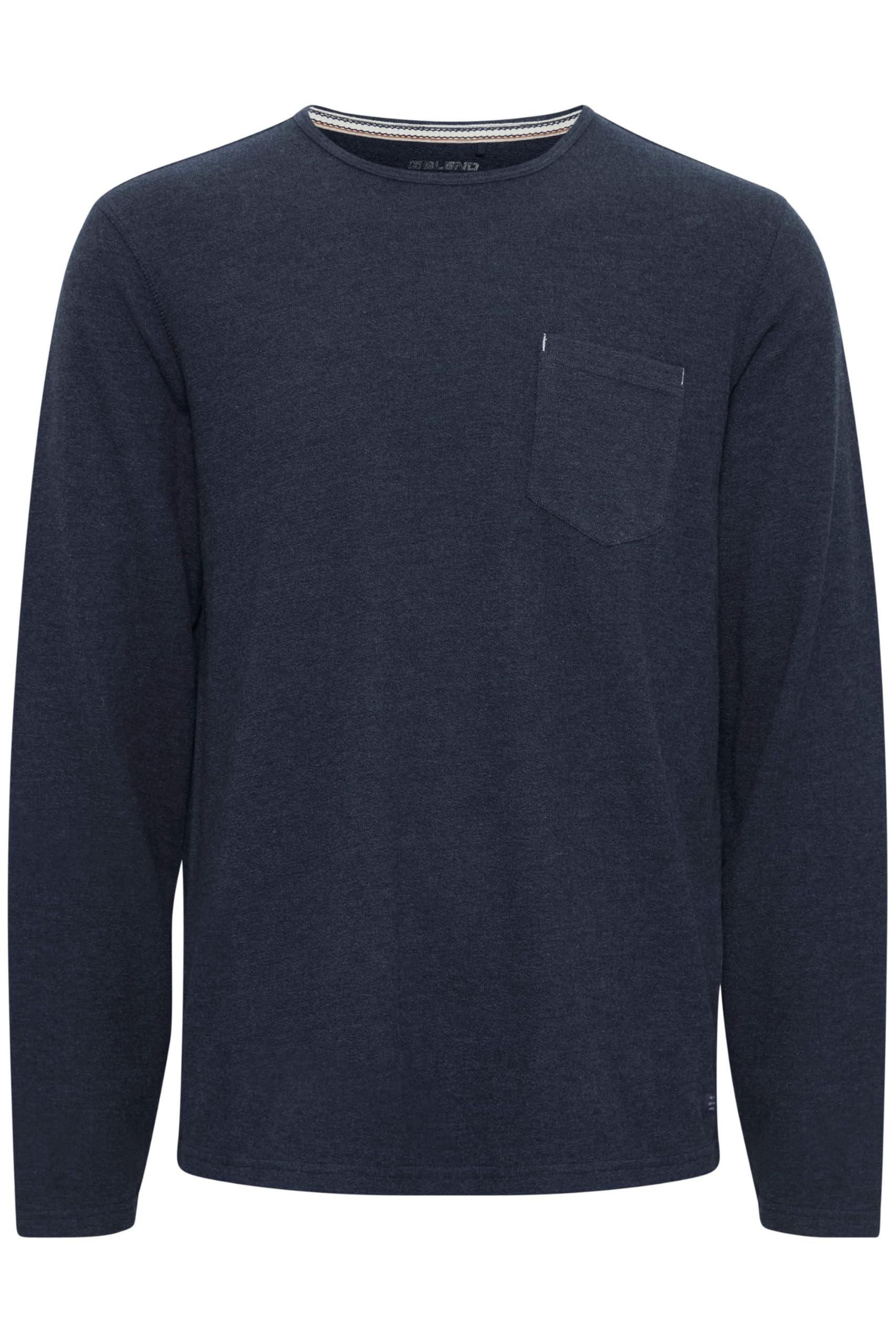 Blend Tee Herren Longsleeve Langarmshirt Shirt Mit Print Rundhalsausschnitt Regular Fit hochwertige Baumwoll-Qualität