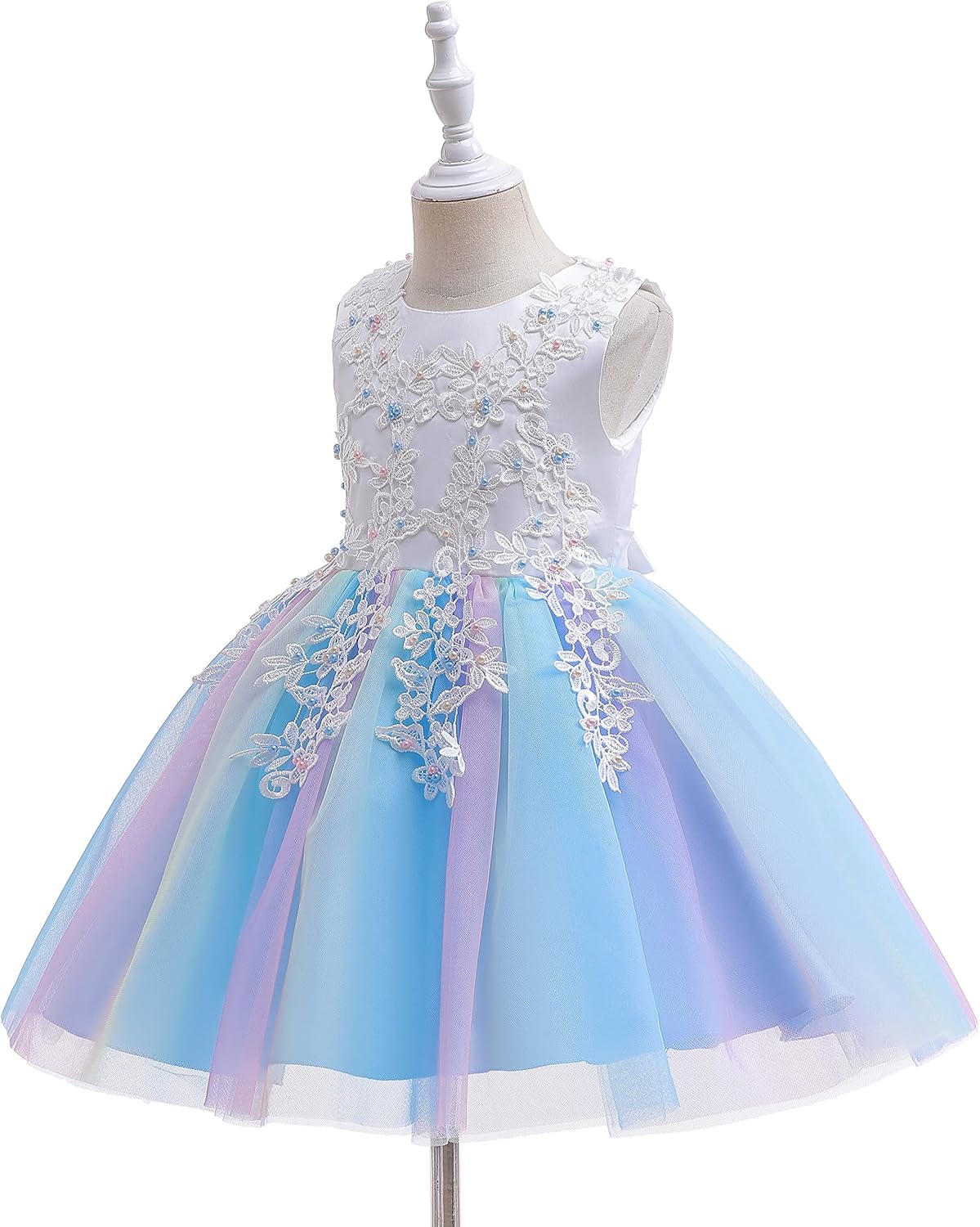 Weileenice Flower Girls Wedding Dress Tulle Little/Girl Lace Bridesmaid Holiday Pageant Party Tutu Dresses - Image 5
