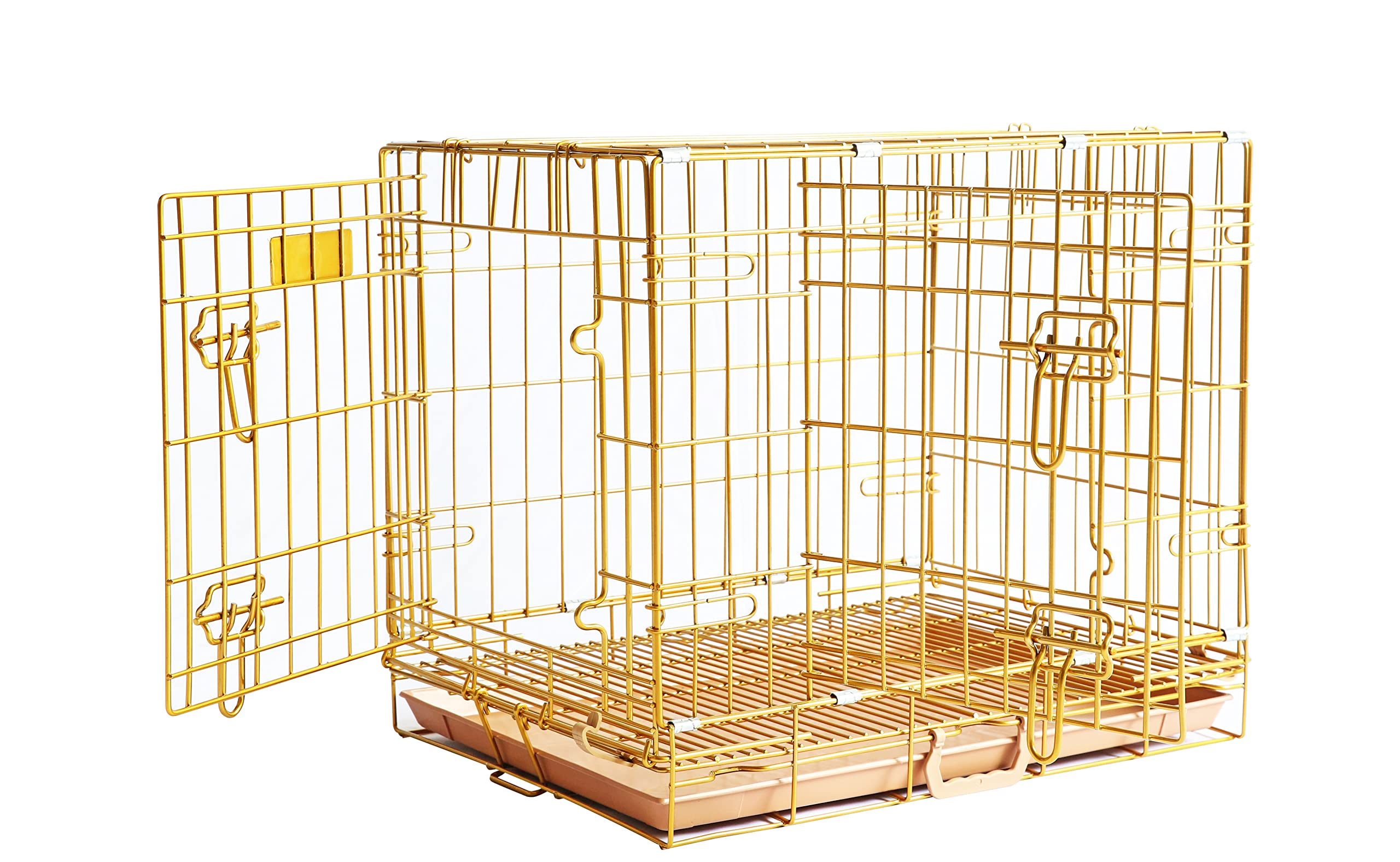 HOMEY PET INC Gold Color Dog Crate with or Without Floor Grid (24" W/ Grid)