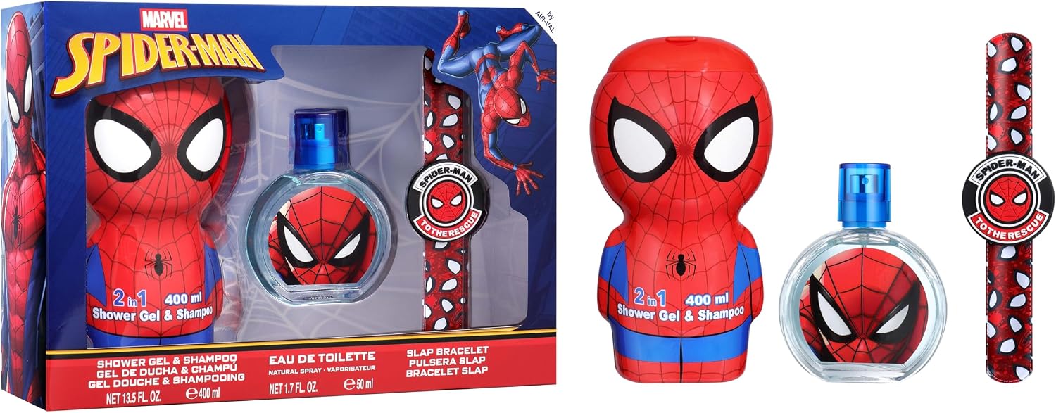 Spider-Man piórnik z EDT 50 ml, żel pod prysznic i szampon 2D 400 ml i bransoletka