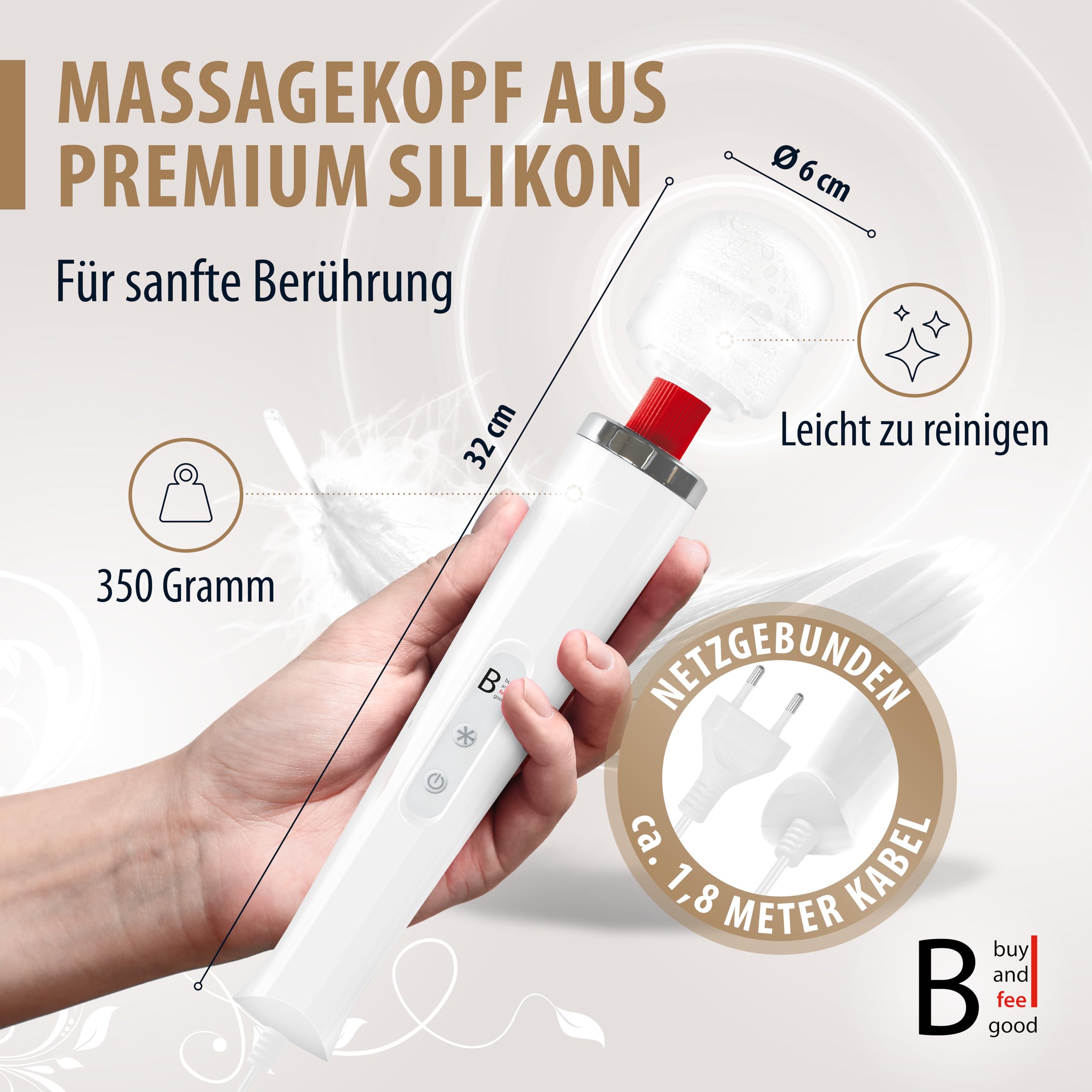L'ORIGINALE di "BuyAndFeelGood" massaggiatore vibratori a bacchetta magica con 20 Vario/10 Velocità - Vibratore clitorideo per Lei con Stimolazione del Clitoride - bianco