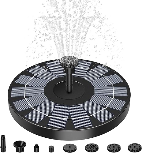 Solar Fountain Fuente de agua solar flotante para baño de pájaros de 2.5 W, con 6 boquillas y 4 varillas flotantes, fuente solar para estanque de