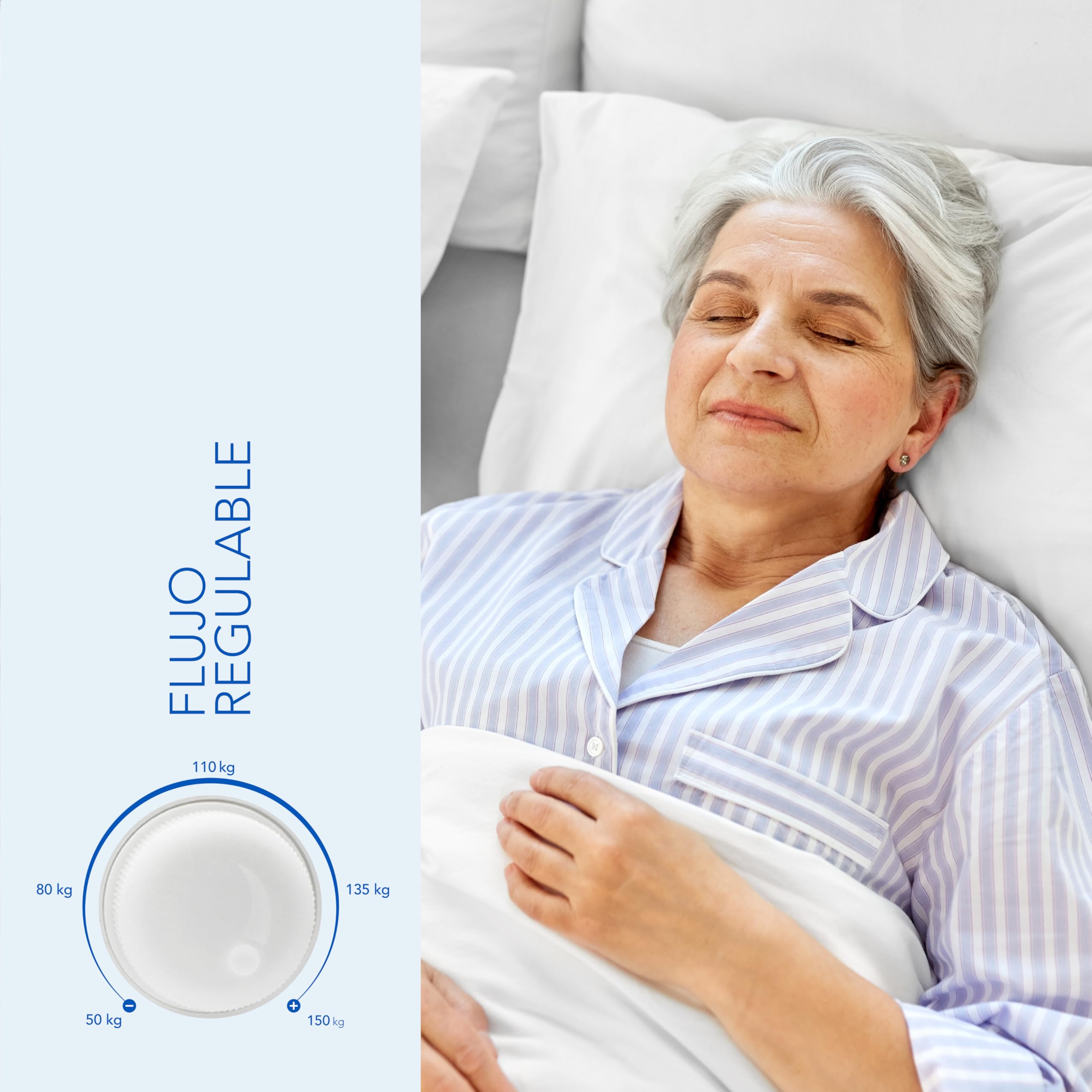 AIESI® Compresor Regulable de Ciclo alterno para colchón antiescaras, Ganchos de Acero, Garantía 24 Meses