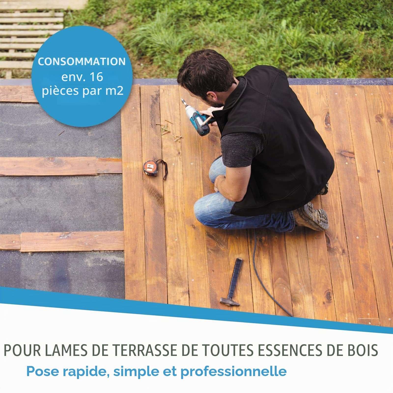 My Plast I 1.000 pièces - largeur de joint 4 mm (offen) - strié ouvert I Entretoise de terrasse - entretoise de haute qualité pour lames de terrasse