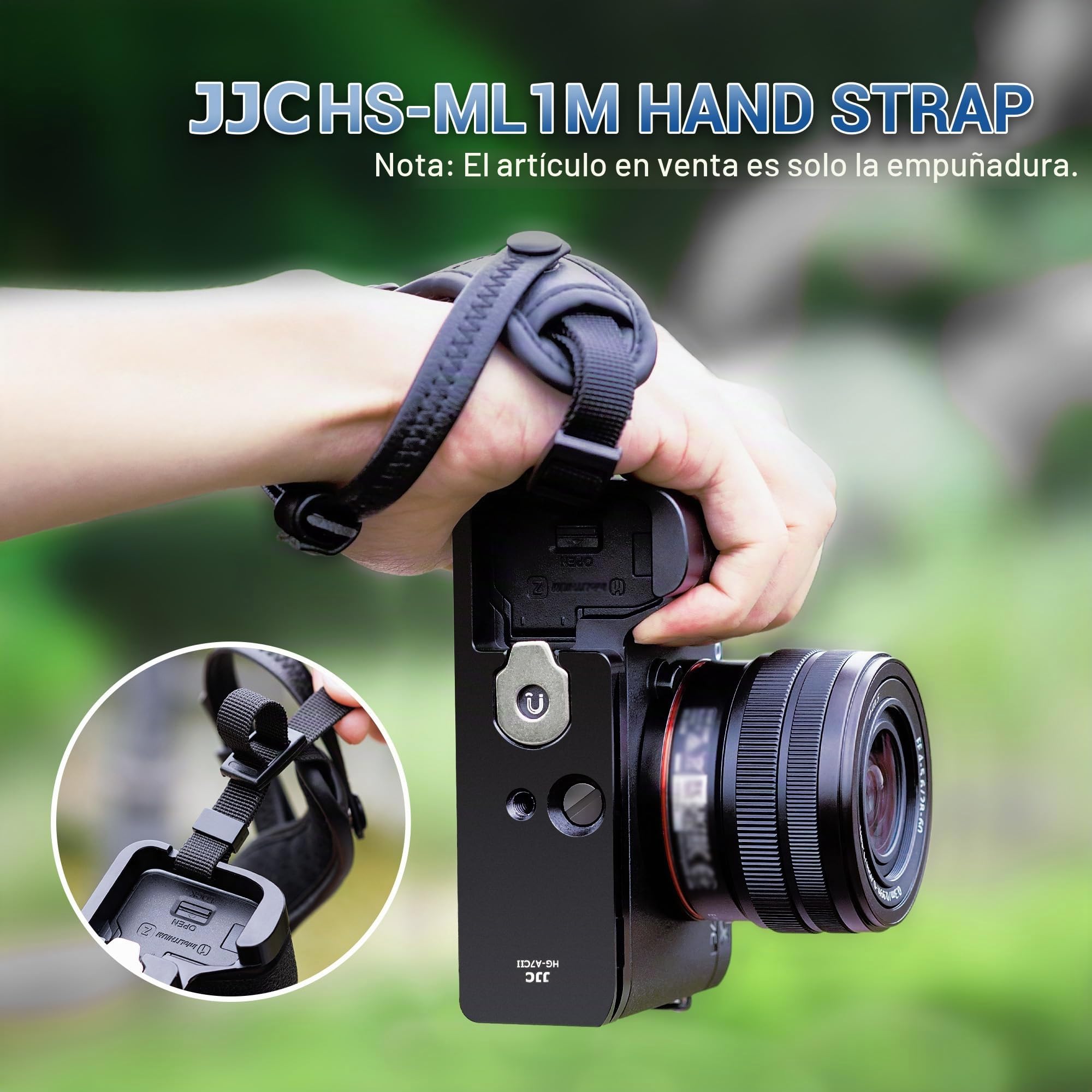 JJC A7CII - Agarre de mano para cámara con compartimento de almacenamiento oculto para cámara Sony A7CII A7CR, sustituye a la extensión de agarre Sony GP-X2, Alpha 7CII ILCE-7CM2 placa de liberación