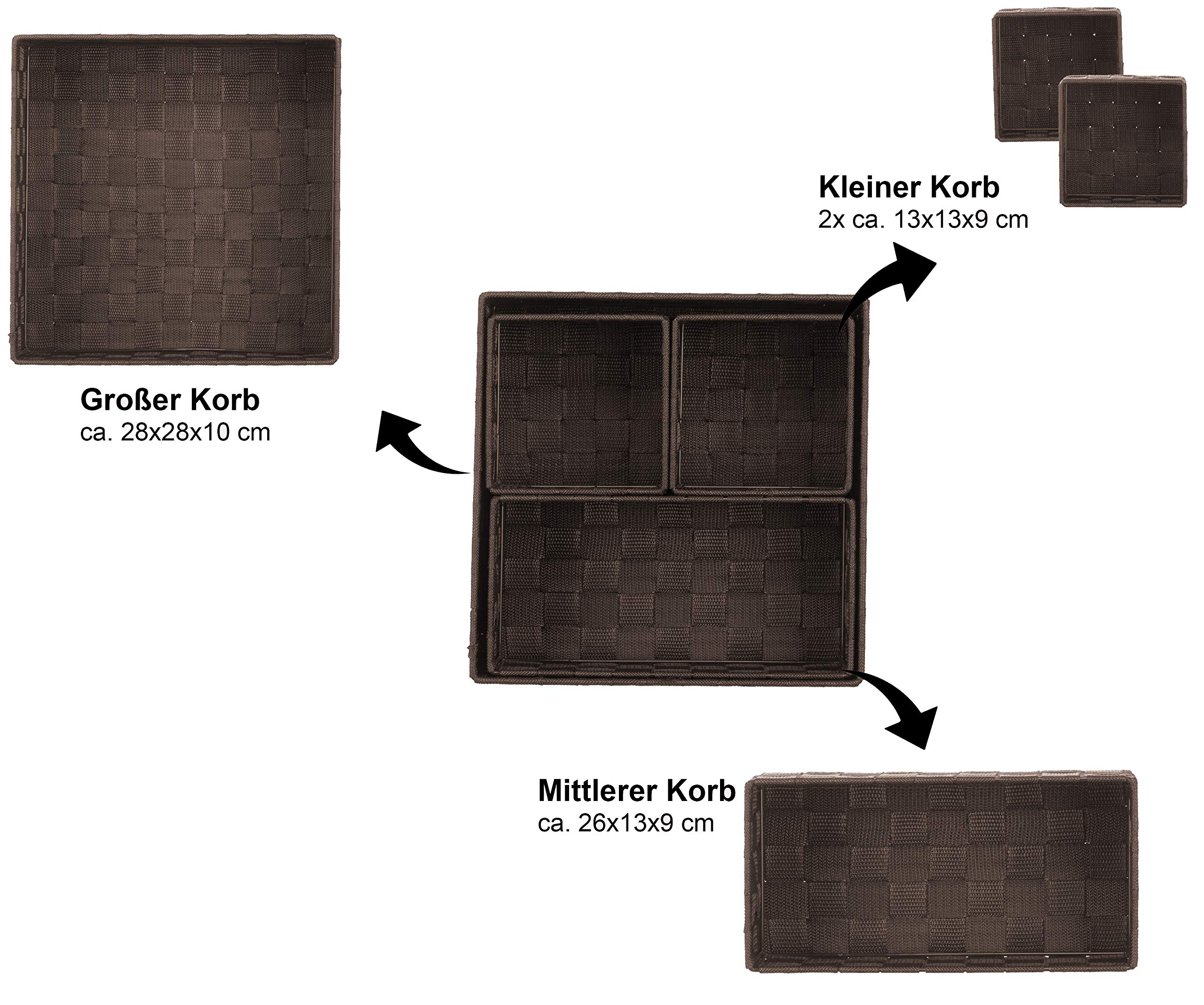 Set Di 4 Cestini Intrecciati Look Rattan - Grigio Chiaro, Senza Coperchio, Per Organizzare Casa, Bagno O Camera Dei Bambini