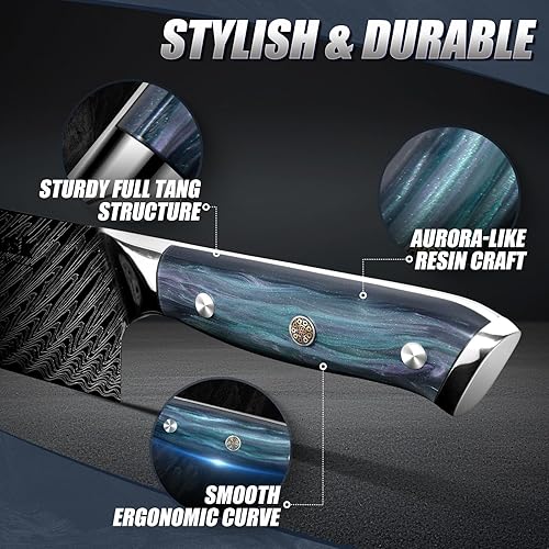 Miniatura 3 de Huusk Cuchillo de chef de 8 pulgadas, cuchillo de cocina japonés inoxidable con mango ergonómico y funda de resina, cuchillos de cocina afilados de