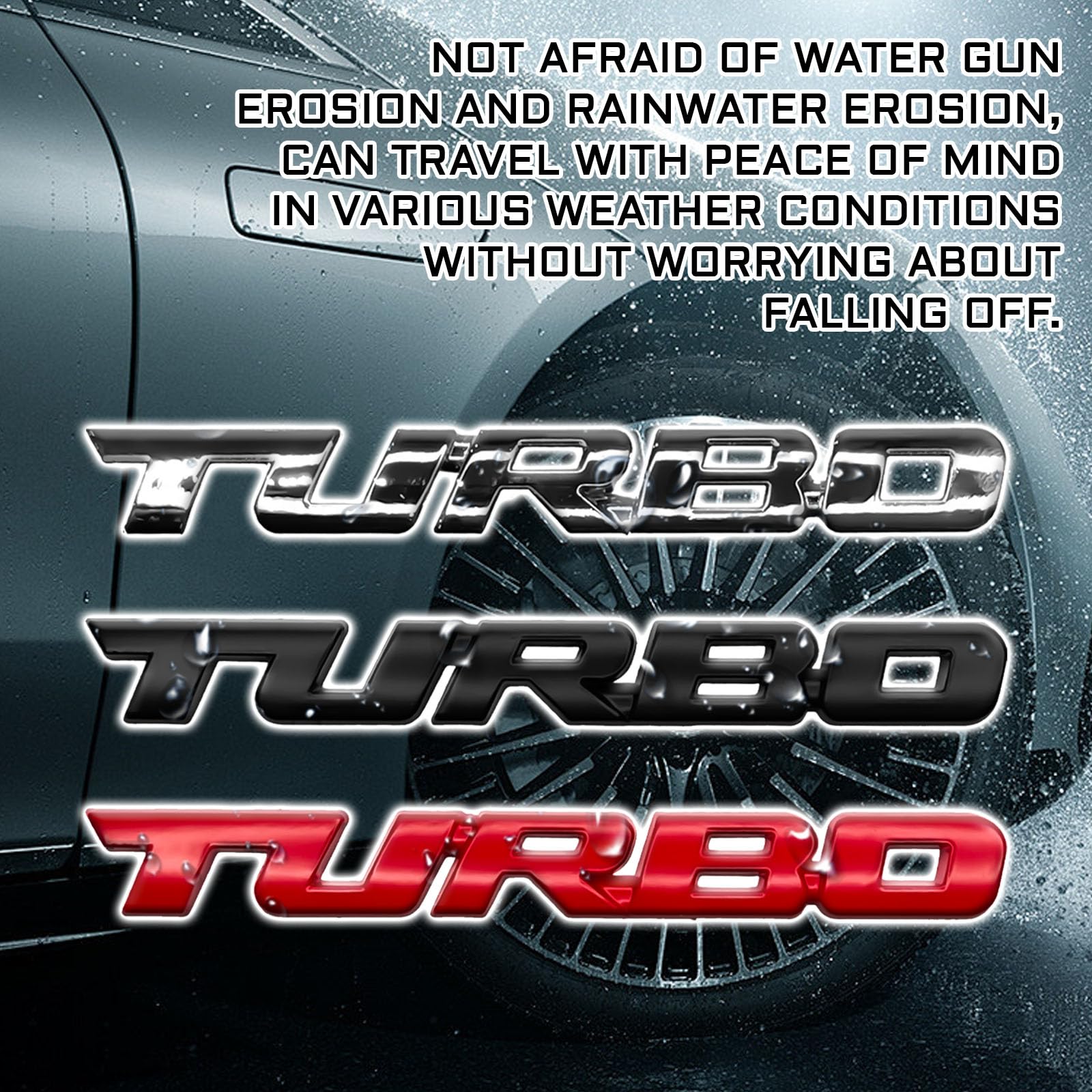 2-Pack Turbo Car Emblems - Metal Fender Badge Stickers For Cars, Trucks & SUVs