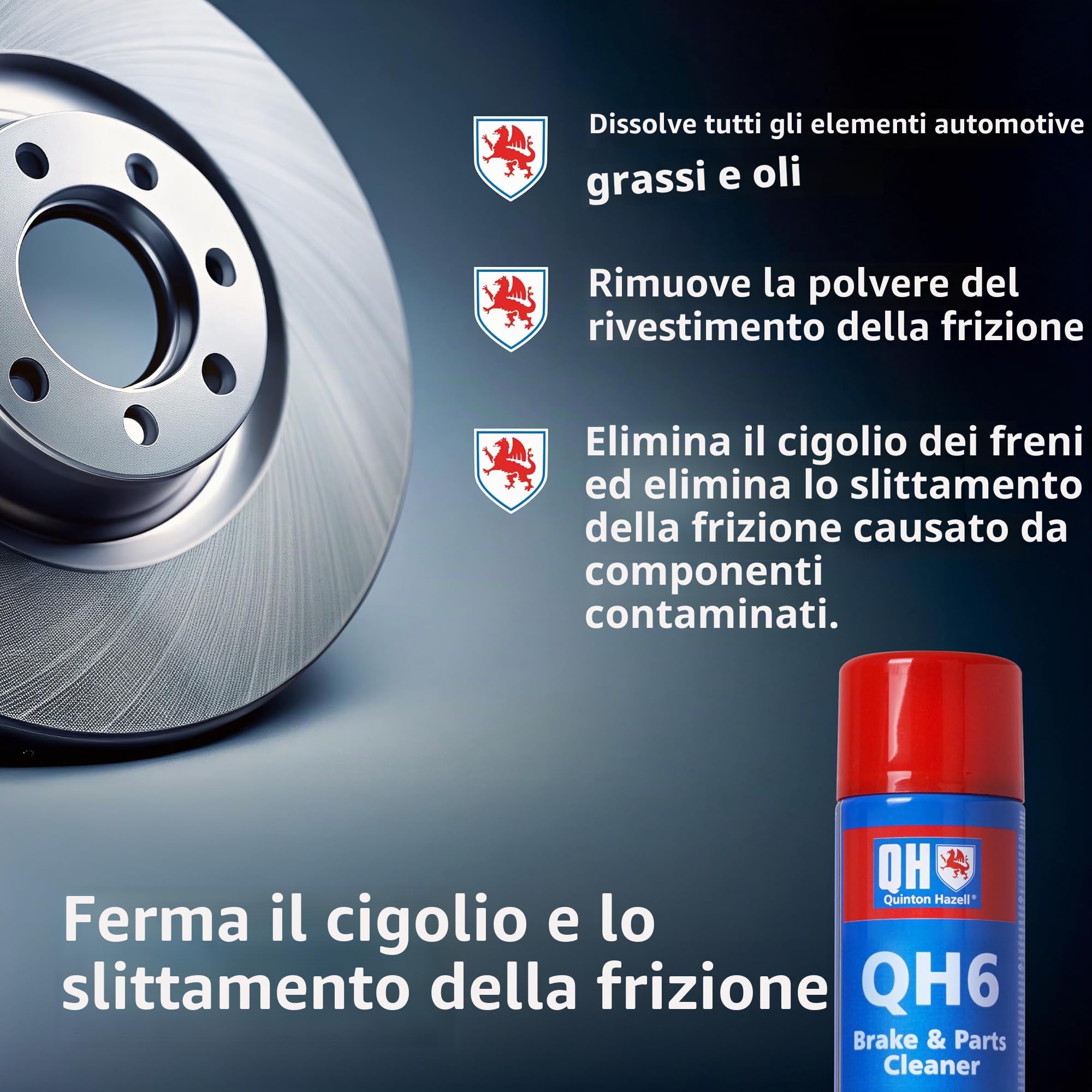 Quinton Hazell QH6 Pulitore Freni e Parti del Sistema Frenante - 600ml - Sgrassatore Potente per Auto Rimuove Olio, Grasso, Polvere e Cera