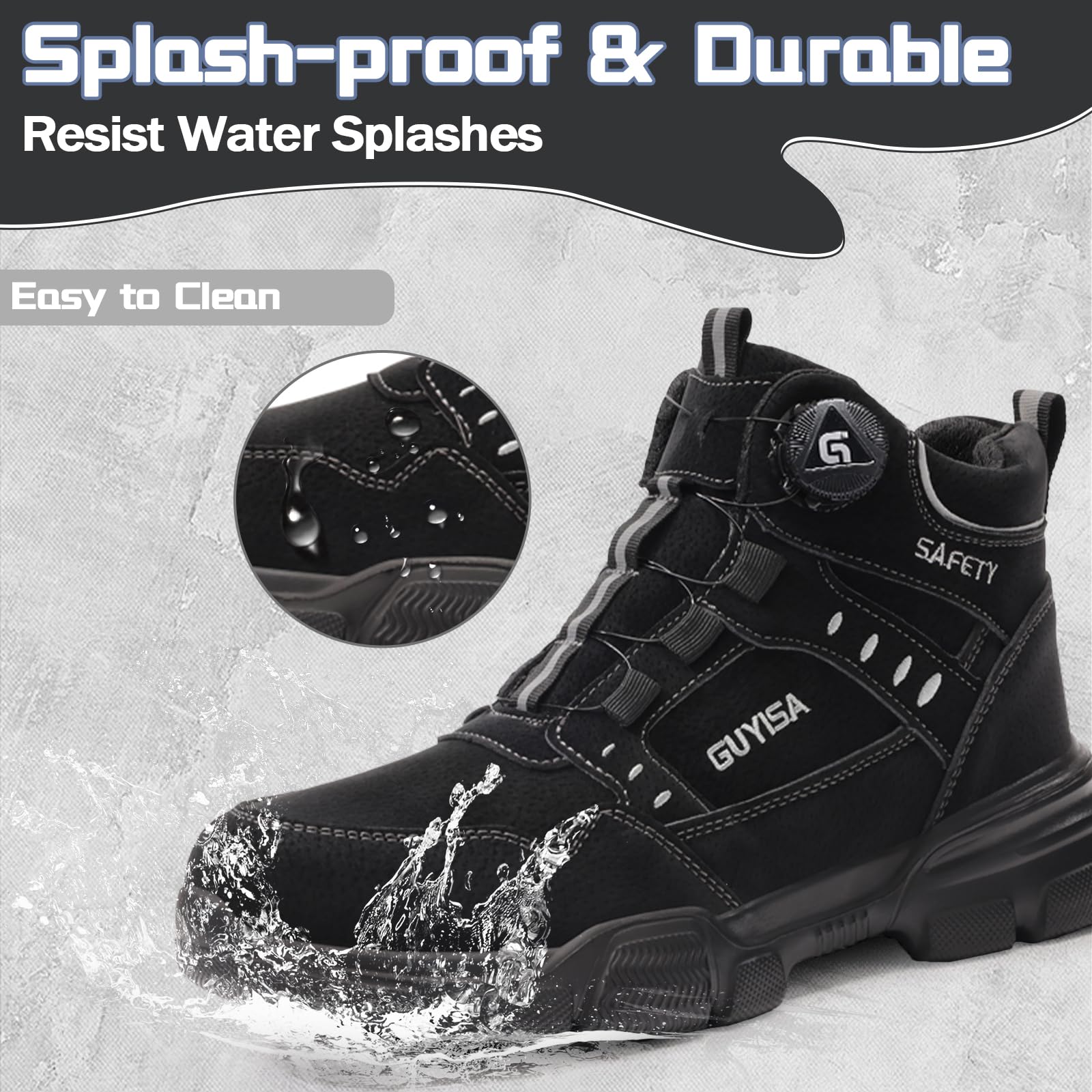 Sicherheitsschuhe Herren Leicht Arbeitsschuhe Hoch mit Drehknopf Sicherheitsstiefel Sportlich rutschfest Stahlkappen Wasserdicht Schutzschuhe 36-46 EU