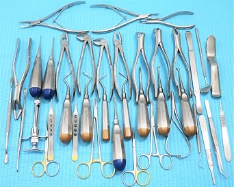 مجموعة ألمانية مكونة من 78 قطعة لاستخراج الأسنان عن طريق الفم، أداة حامل إبرة FORCEP 3 RONGEUR