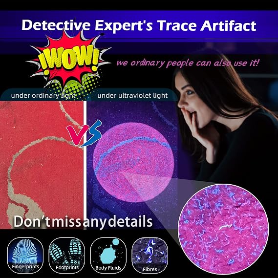 LIGHTFE-P30D Uniform UV Light Flashlight, High-Power 365nm UVLED, Suitable for ore, Jade, Pet Urine Stains, Stains, Mechanical Leak Detection, Etc., Professional-Grade Detection Tool UV Flashlight