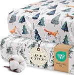Pobibaby - 2 Pack de feuilles de bébé fille ajustées Premium pour matelas de crèche standard - Mélange de coton ultra-soft, sans danger et snoug, et feuille de berceau floral élégant (explorer)