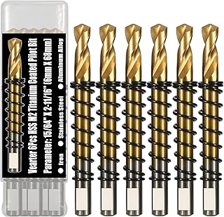 6Pcs Titanium-Plated Pilot Drill Bit for Hole Saw, HSS M2 Hole Saw Center Drill Bit for Metal, Stainless Steel, Iron, Aluminum Alloy, Wood, Plastic
