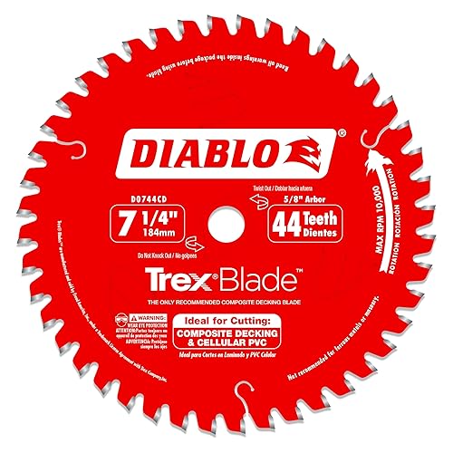 Miniatura 11 de Diablo TrexBlade - Hoja de sierra para compuestos y plástico, diámetro de 12 pulgadas, 84 dientes MTCG, eje de 1 pulgada, corte de .102 pulgadas,