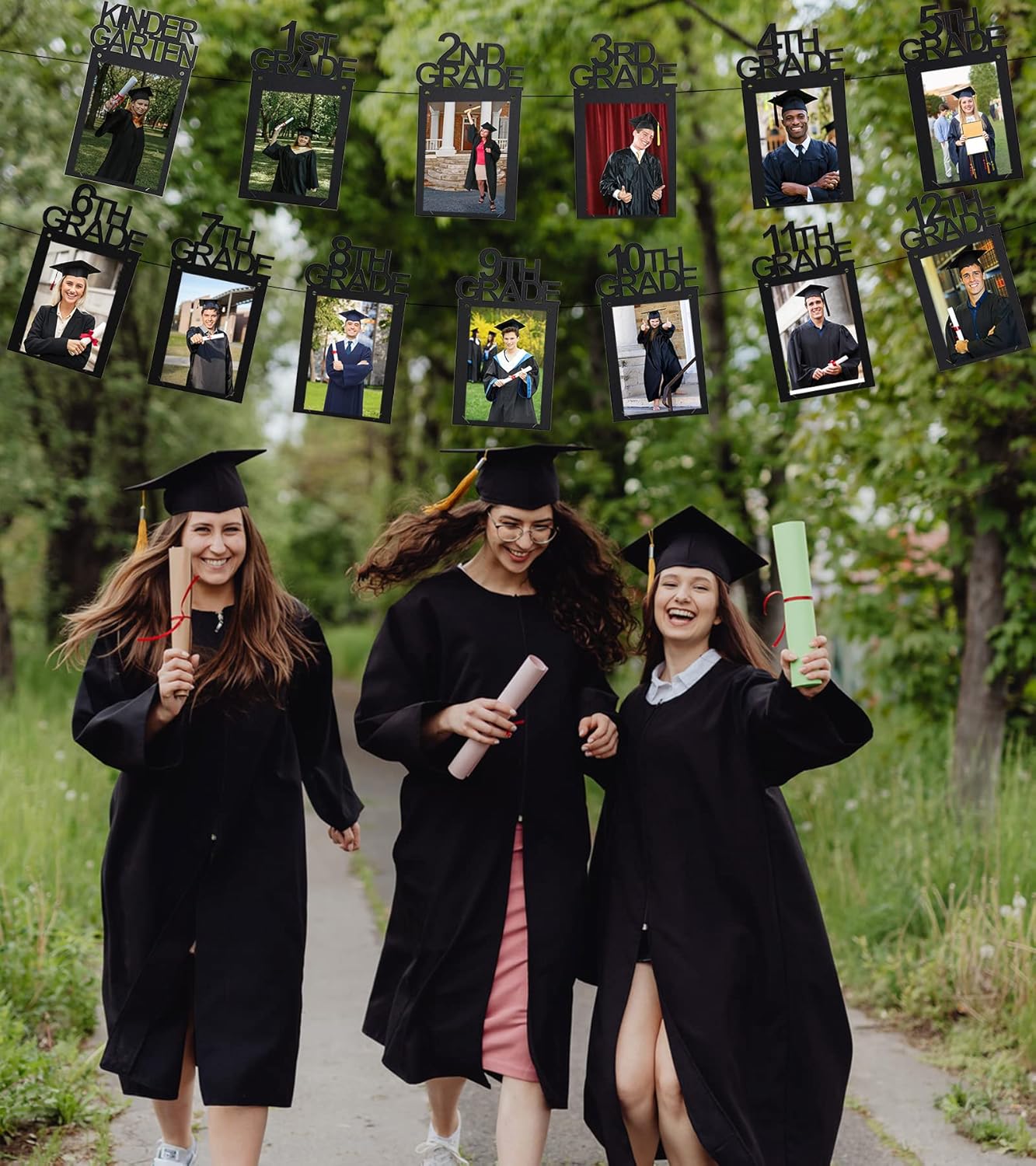 8x10 Graduation Photo Banner for Graduation Decorations 2026 2027 Grad Party Decorations, K-12 Picture Banner Senior 2026 Decor for High School College Party Supplies SG063BK-2XL