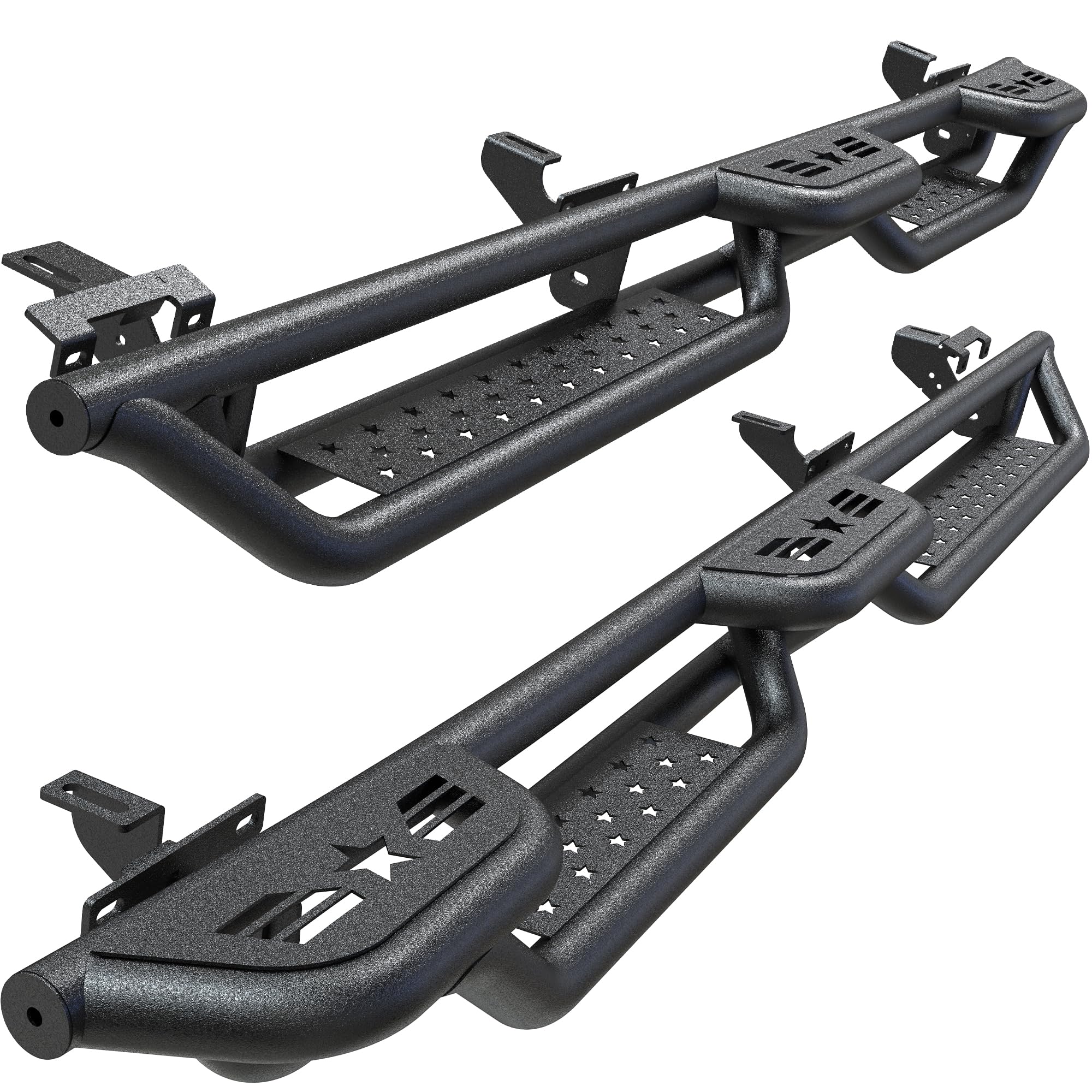 Wheel to Wheel Running Boards Compatible with 2020-2026 Jeep Gladiator JT 4 Doors, 6" Bed Access Side Step Rails Coated Black Carbon Steel Nerf Bars