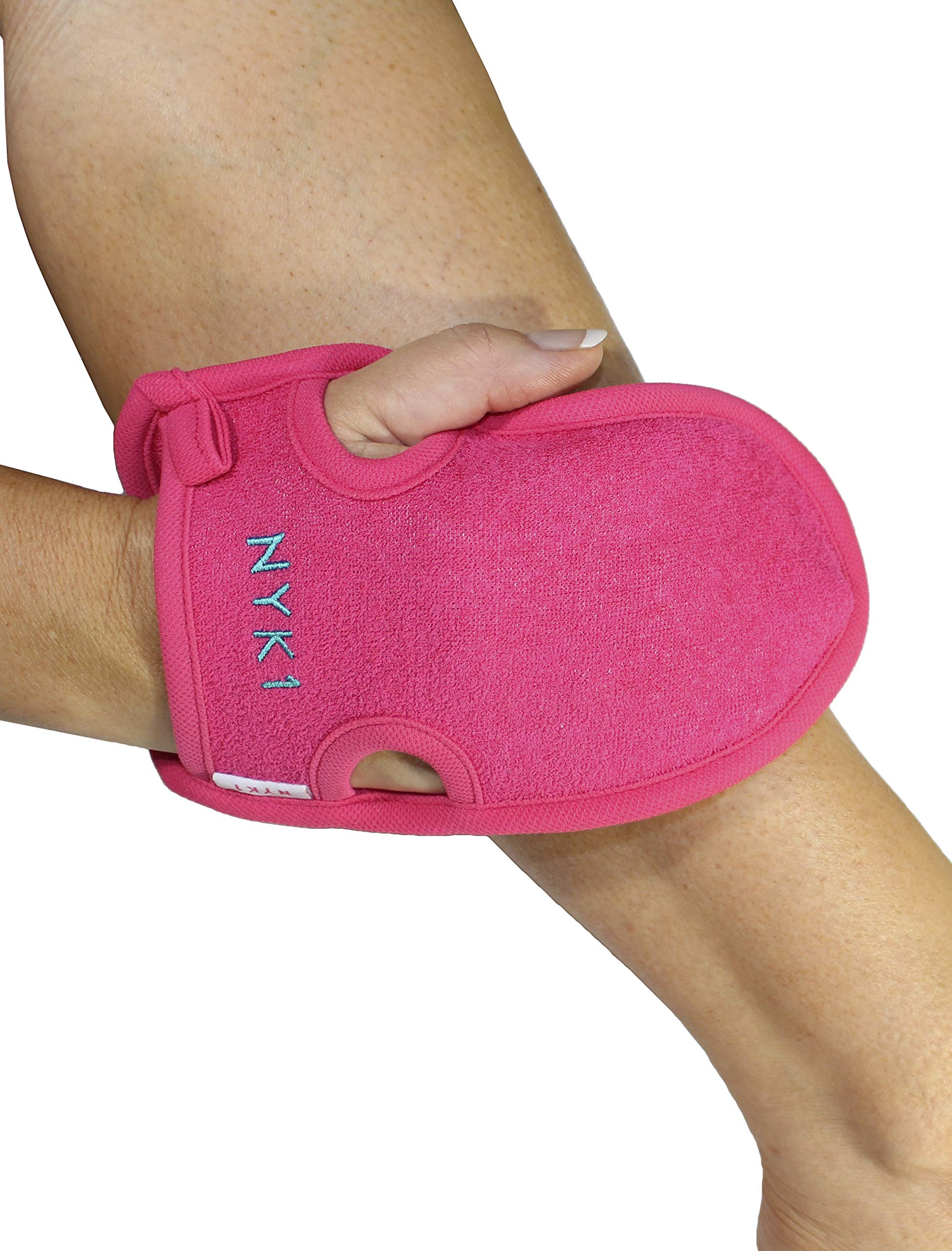 Exfoliating Body Scrub Exfoliator Glove - Eraser Mitt Loofah, Dry Dead Flakey Skin Tan Scrubbing Remover Cleansing Gloves for Bath, Shower, Spa Brush Soap Wash Exfoliate Arms Legs Face Cloth (Pink)