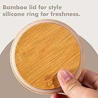 Vista 6 de 25oz 6PCS Round Airtight Glass Food Storage Jars, Clear Glass Food Storage Container with Bamboo Lid, Stackable Spice Jar, Kitchen Canister for