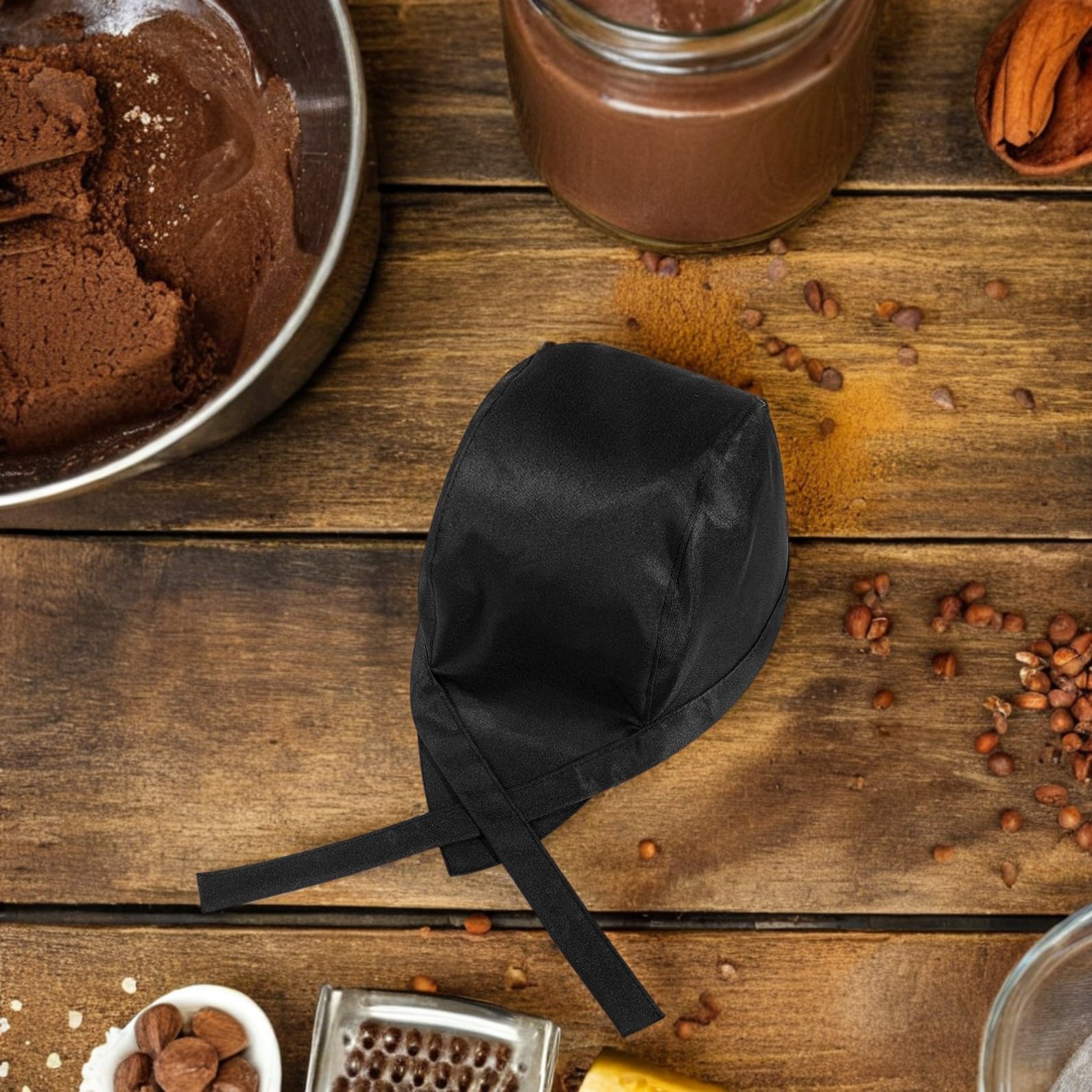 3 Gorras de Chef Negras Ajustables y Cómodas de Tejido para Trabajo en Restaurante y Catering, Paquete de 3 Unidades para Uso Diario o Profesional