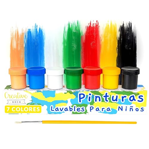 Creative DECO Temperas para Niños Lavable Pintura Dedos Bebes 6 + 1 x 20 ml