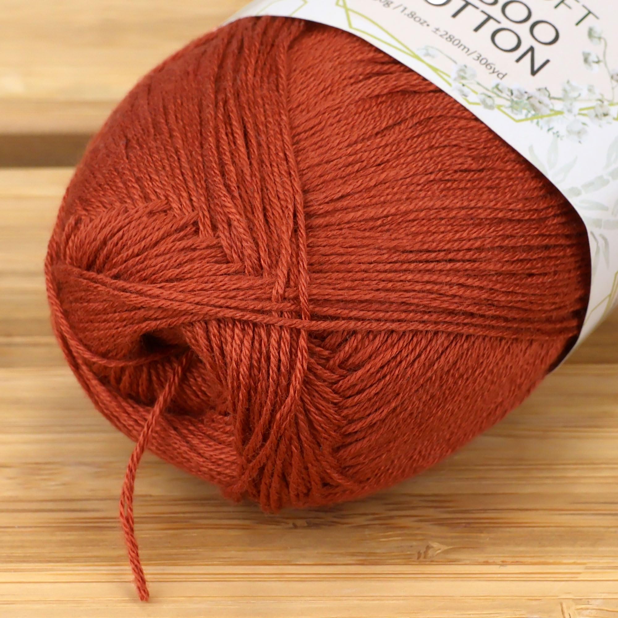 JubileeYarn Baby Soft Bamboo Cotton Yarn - 50g/Skein - Gingerbread - 4 Skeins, 415 Gingerbread - Image 3