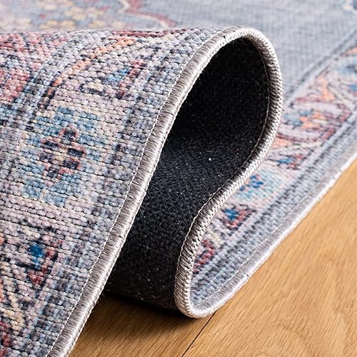 Miniatura 6 de SAFAVIEH Serapi Collection - Alfombra de área de 9 x 12 pies, color marfil y azul, diseño bohemio, no desprende pelusa, lavable a máquina y