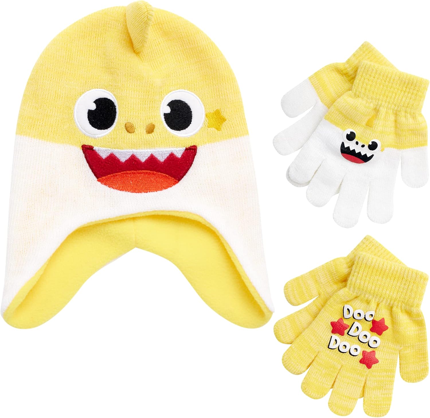 Nickelodeon Boys' Baby Shark Winter Hat and 2 Pairs of Mitten Set (Toddler)