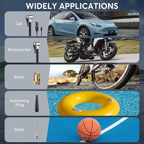 Miniatura 3 de MEUCI Inflador de neumáticos, compresor de aire portátil, bomba de aire automática de 150 PSI para neumáticos de automóvil, bomba eléctrica de