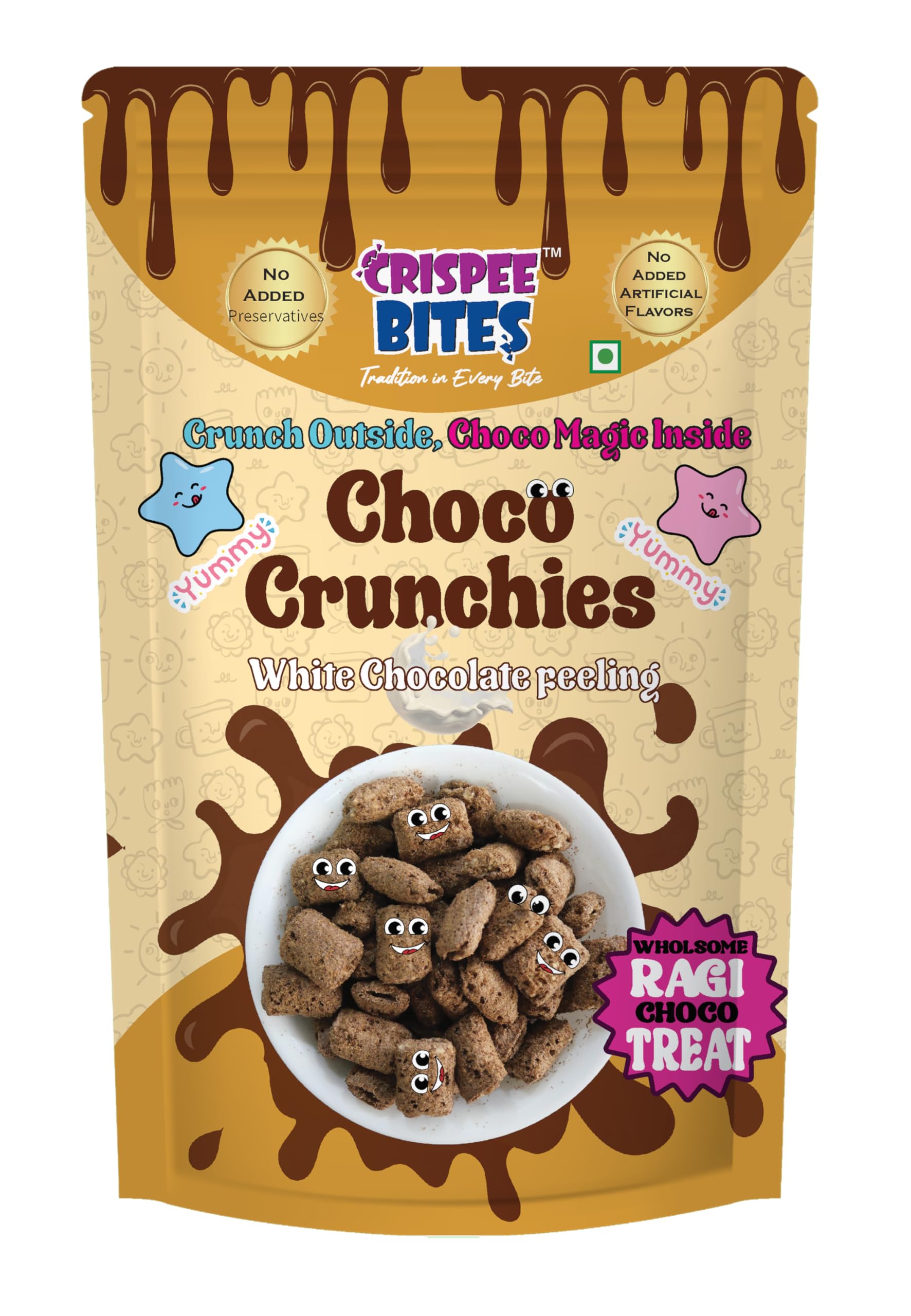 Crispee Bites | Choco Crunchies | Ragi-Based Chocolate Bites with White Cream | Healthy & Crunchy Snack | Made with (Nachni) | Perfect Anytime Sweet Snack | 200g Pack-image-35