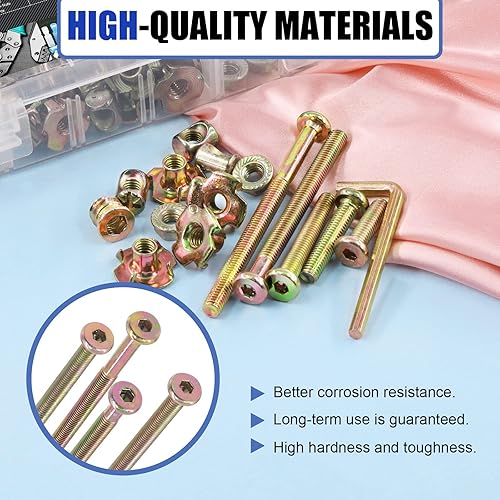 Miniatura 5 de Glarks Juego de tornillos de cuna M6x20/30/40/50/60/70/3.150 in Kit de tornillos de cuna para cuna de bebé, tornillo de cabeza hexagonal con tuercas