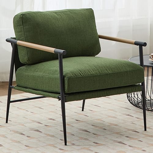 Miniatura 10 de LukeAlon Silla decorativa de felpilla de mediados de siglo, silla de sala de estar ultra suave con patas de metal, sillón moderno tapizado cómodo