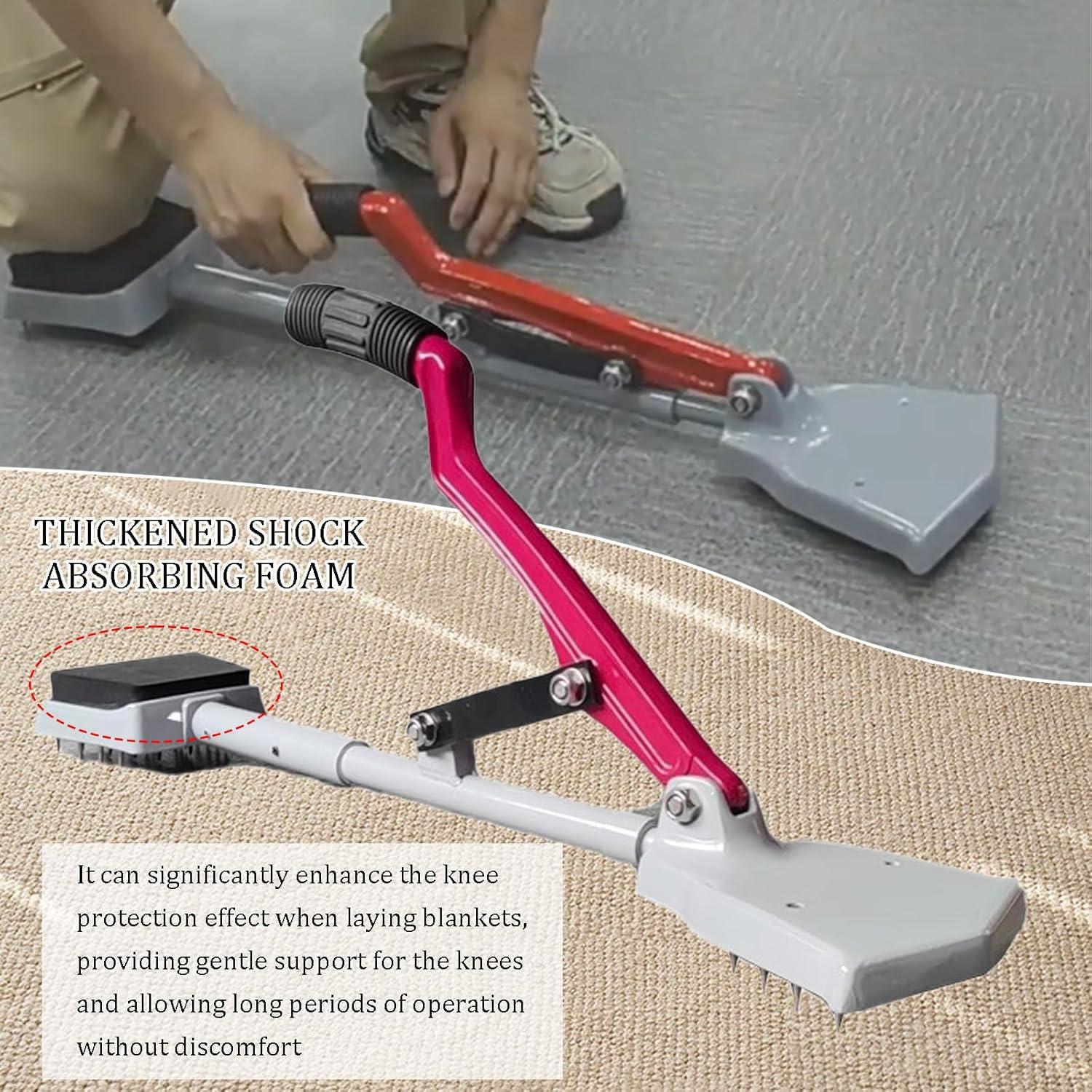 Kit d'outils d'installation de moquette, outil d'étirement de tapis, outil de bricolage de sol, conception triple sieste, 20 aiguilles en acier trempé, pour installation de tapis de sol