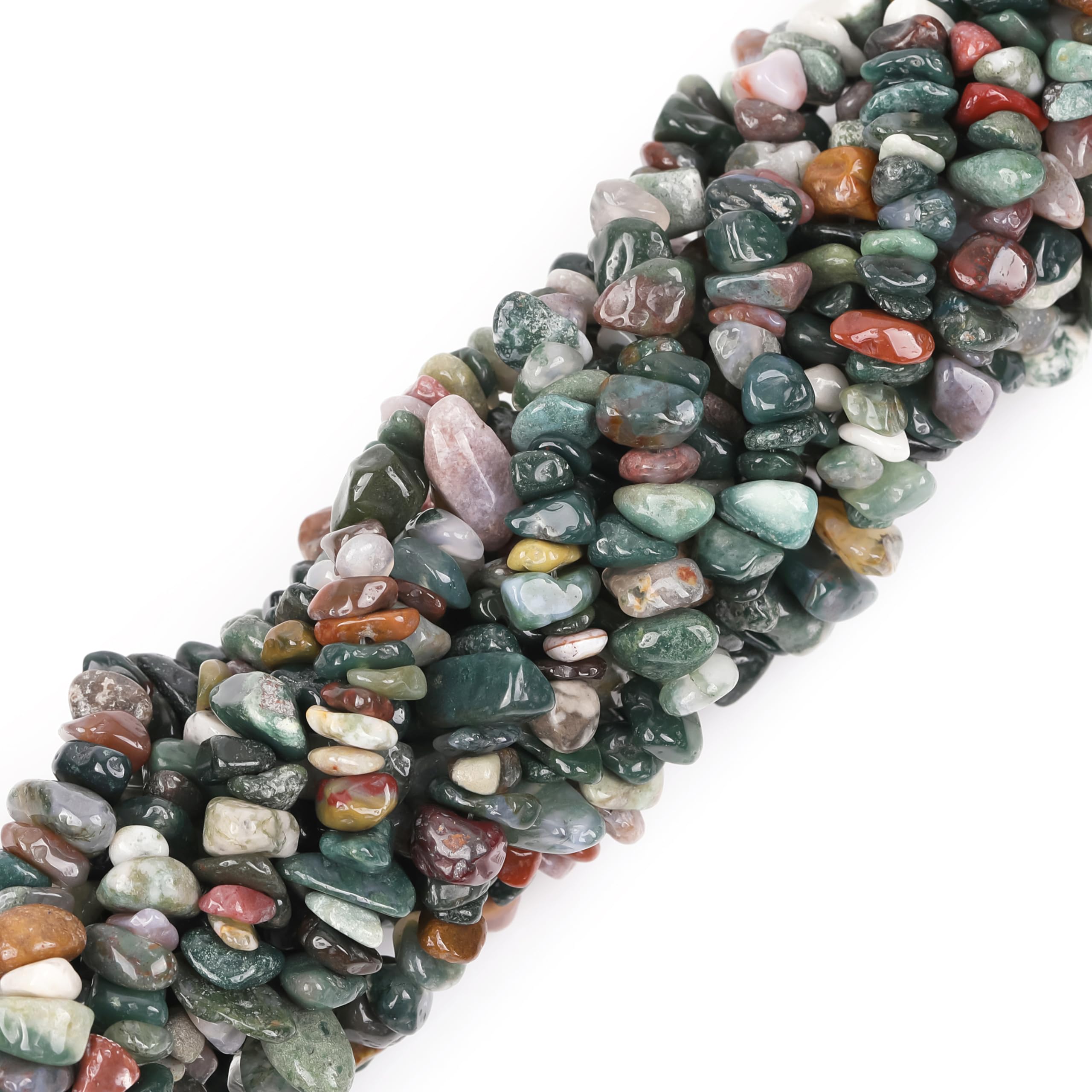 GEM-Inside Genuine Indian Agate Chips 5-8mm Gemstone Semi Precious for Jewellery Making 34" per Strand