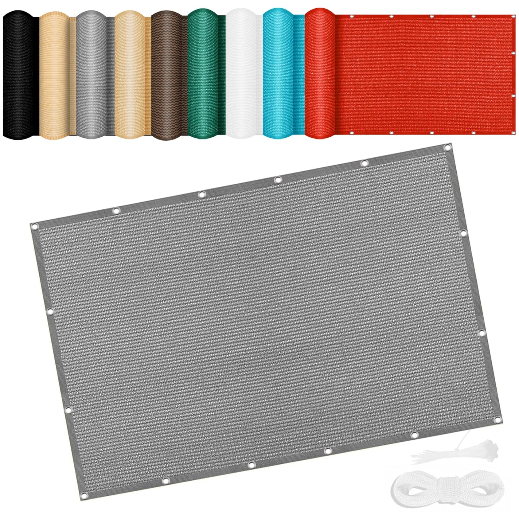 Voile d’ombrage carré respirant et perméable gris clair 135 x 650 cm anti-âge extérieur